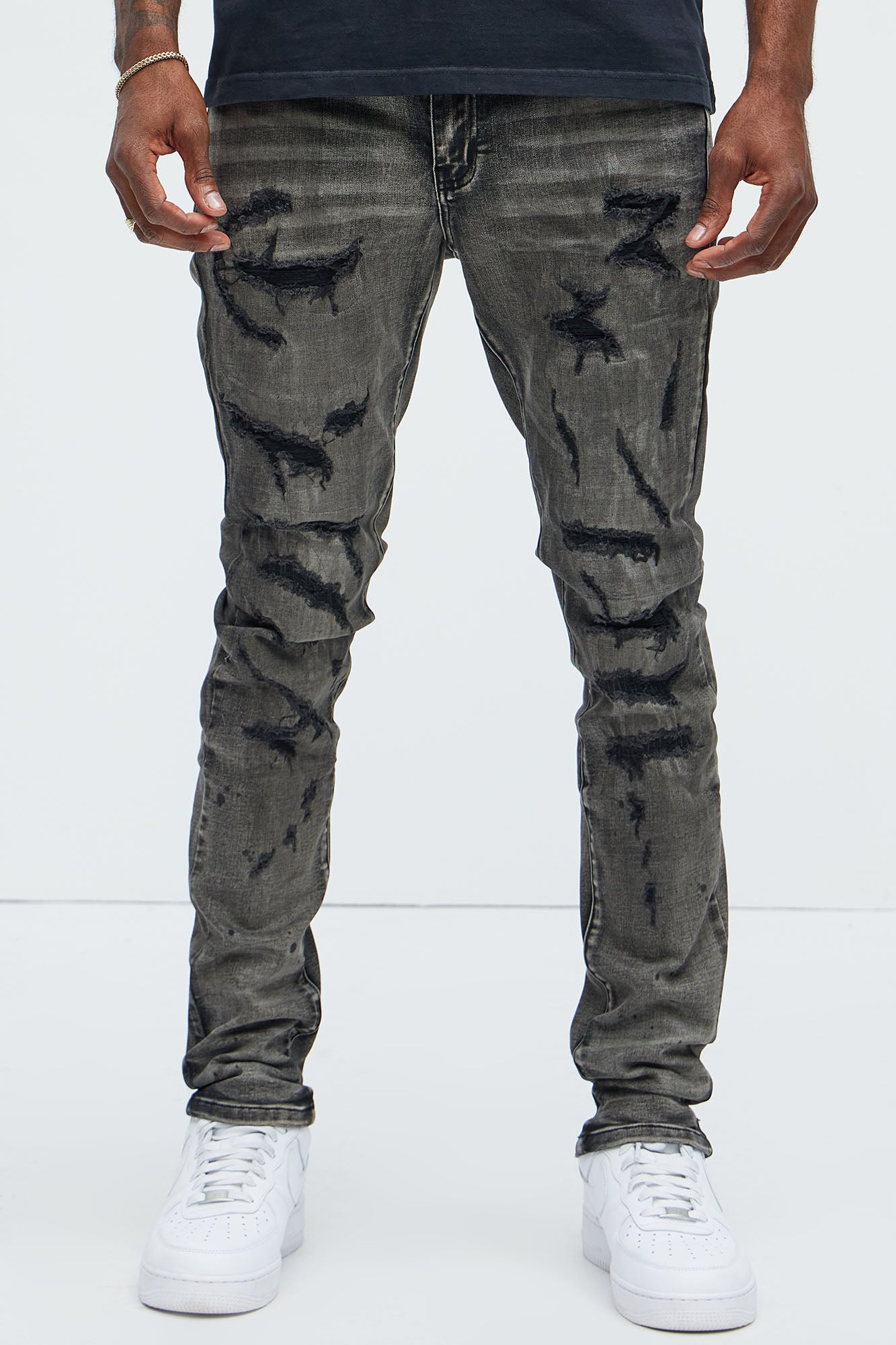 Put You On Spray Painted Stacked Skinny Jeans