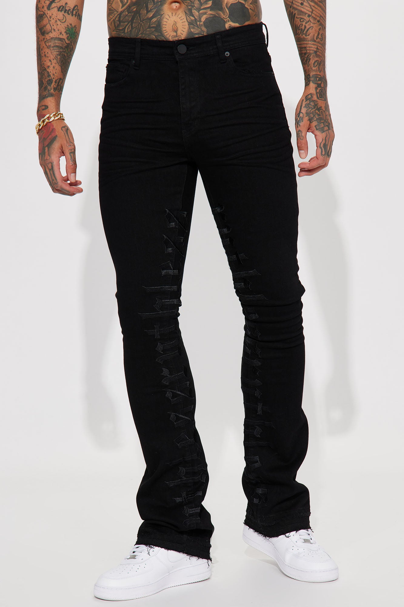 Ruthless Embroidered Stacked Skinny Flare Jeans