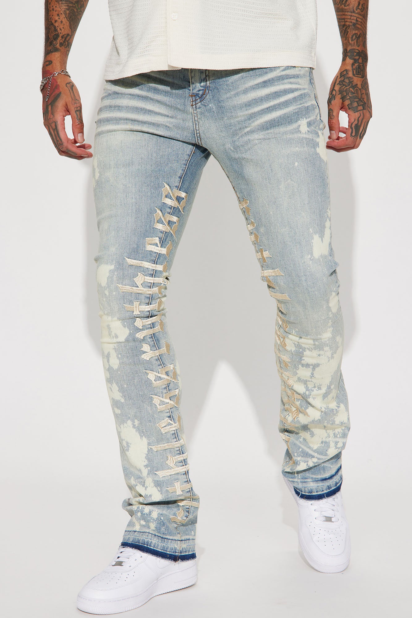 Ruthless Embroidered Stacked Skinny Flare Jeans