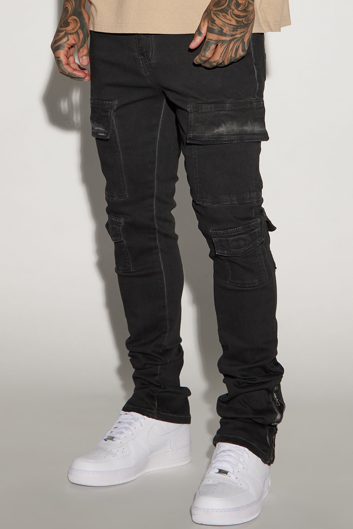 Triple Cargo Stacked Skinny Flare Jeans