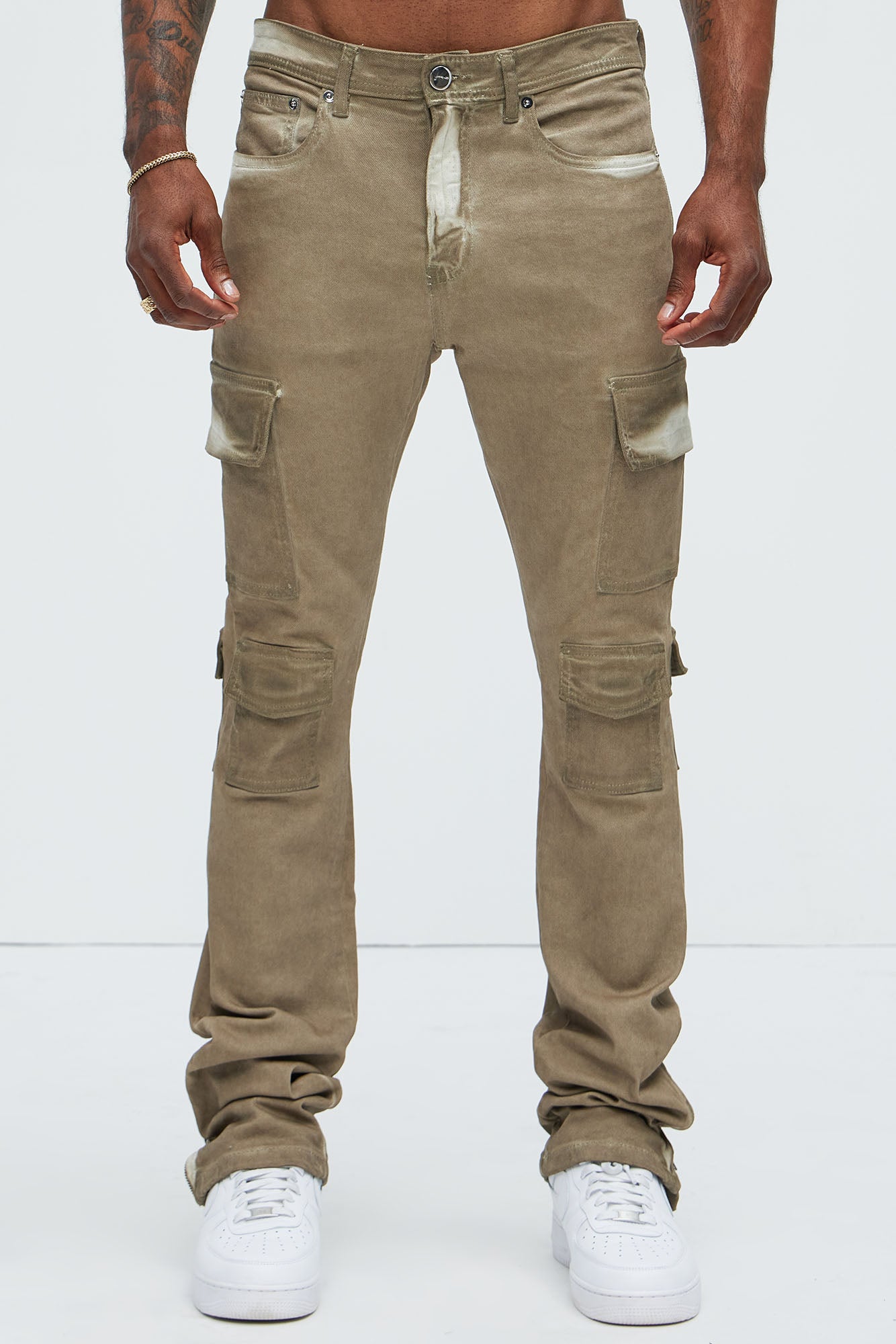 Triple Cargo Stacked Skinny Flare Jeans