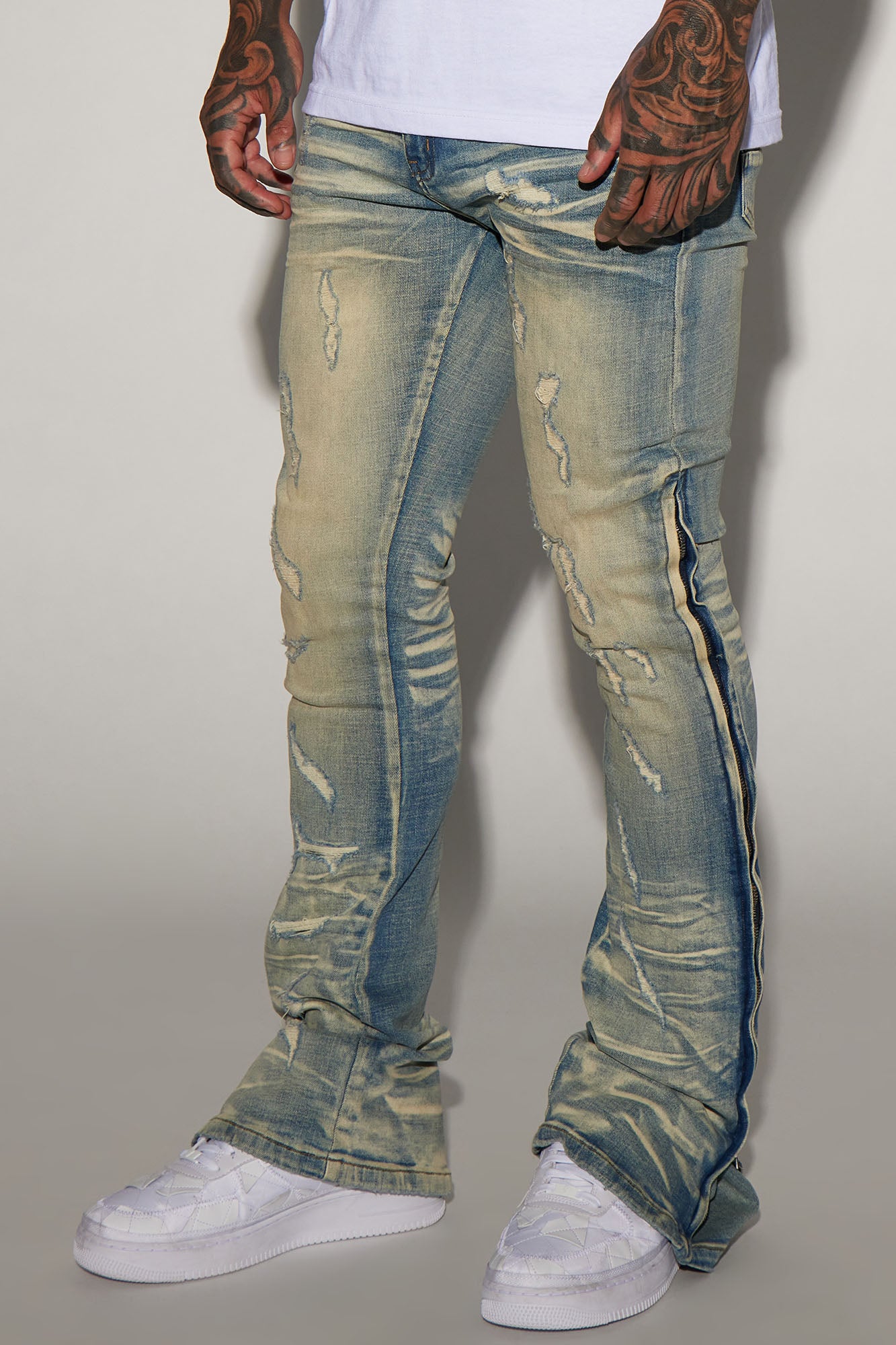 Zip All The Way Stacked Skinny Flare Jeans