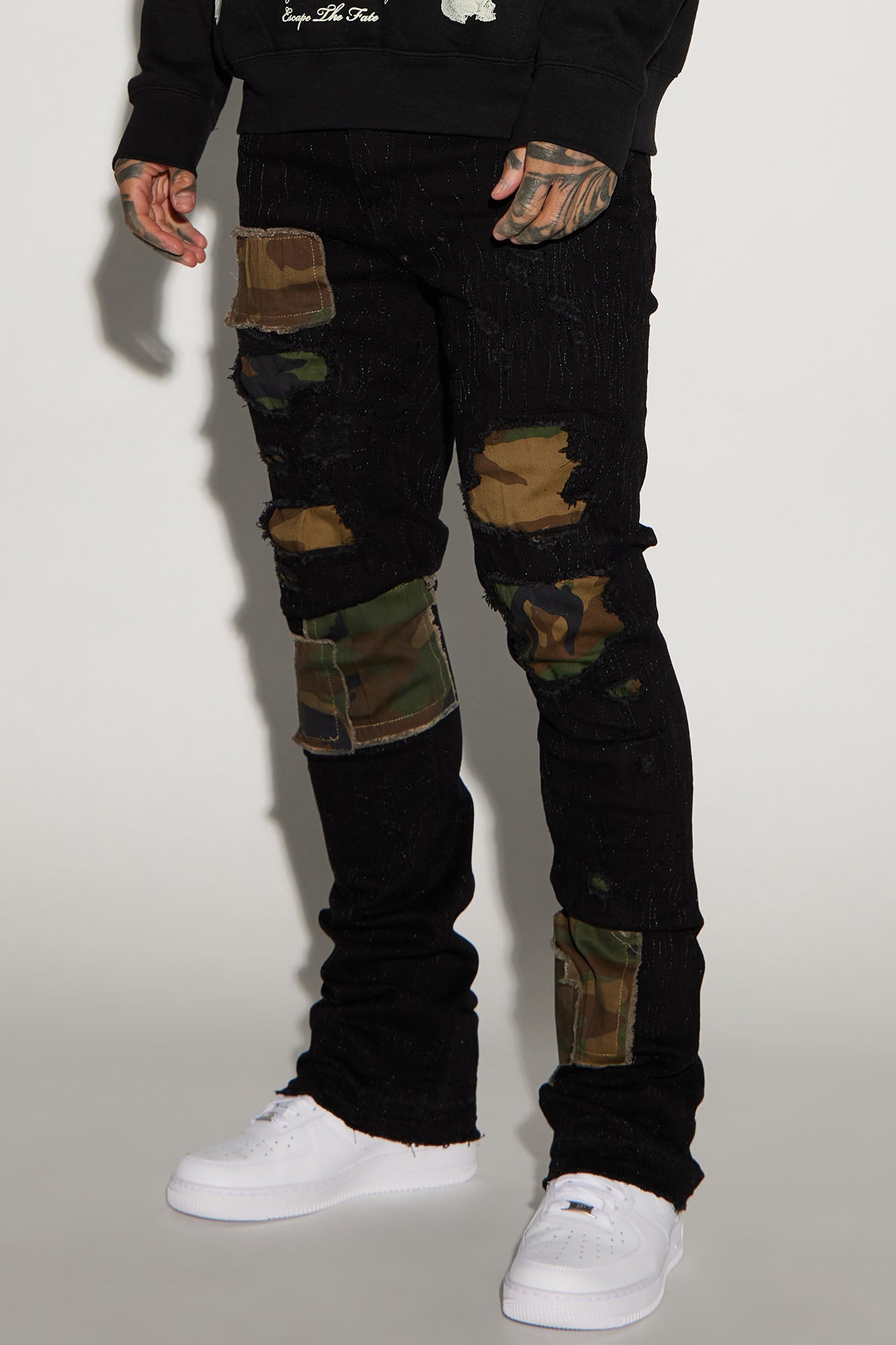 Hint Of Camo Stacked Skinny Flare Jeans