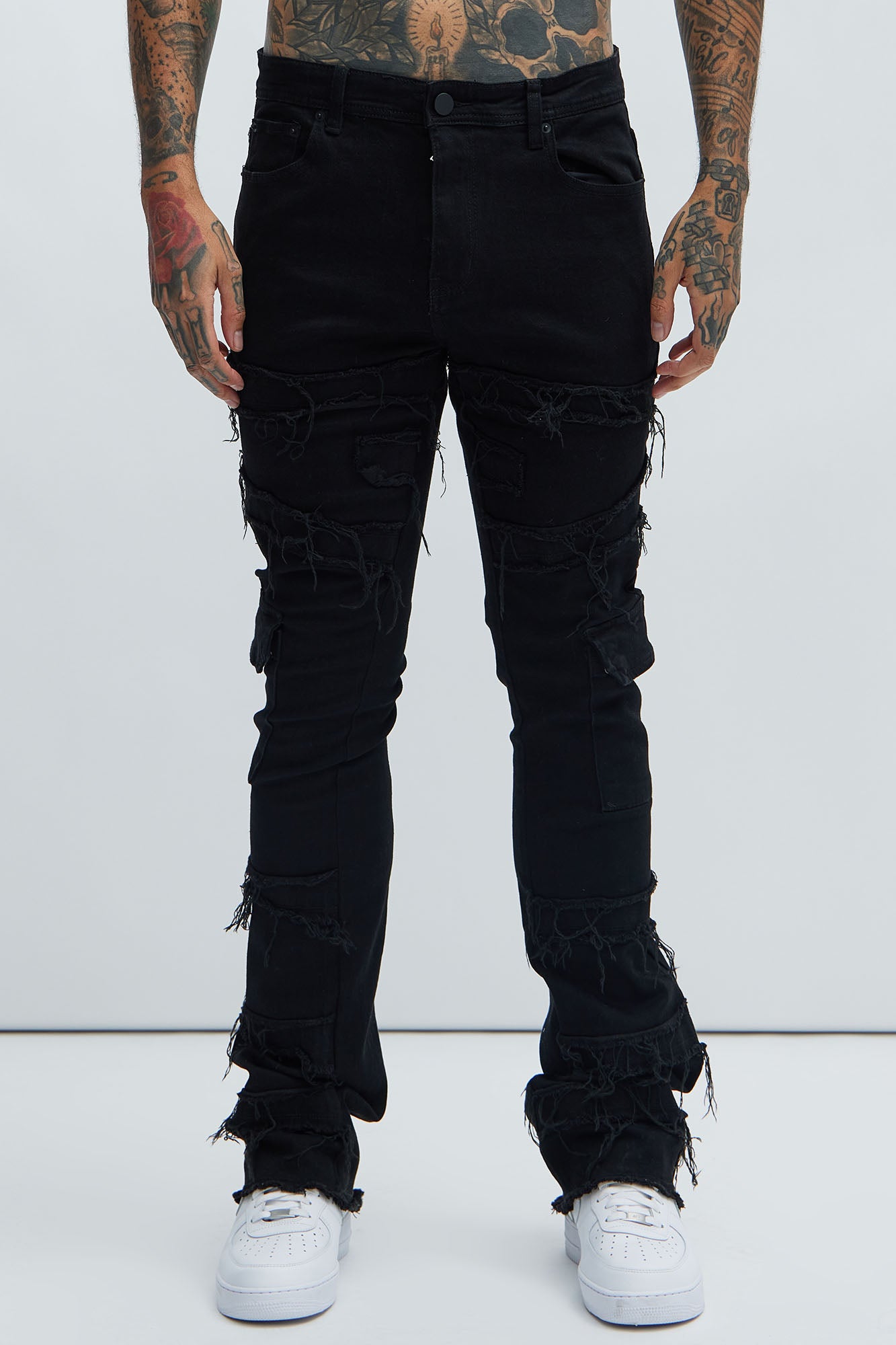 With Some Fray Skinny Flare Cargo Jeans