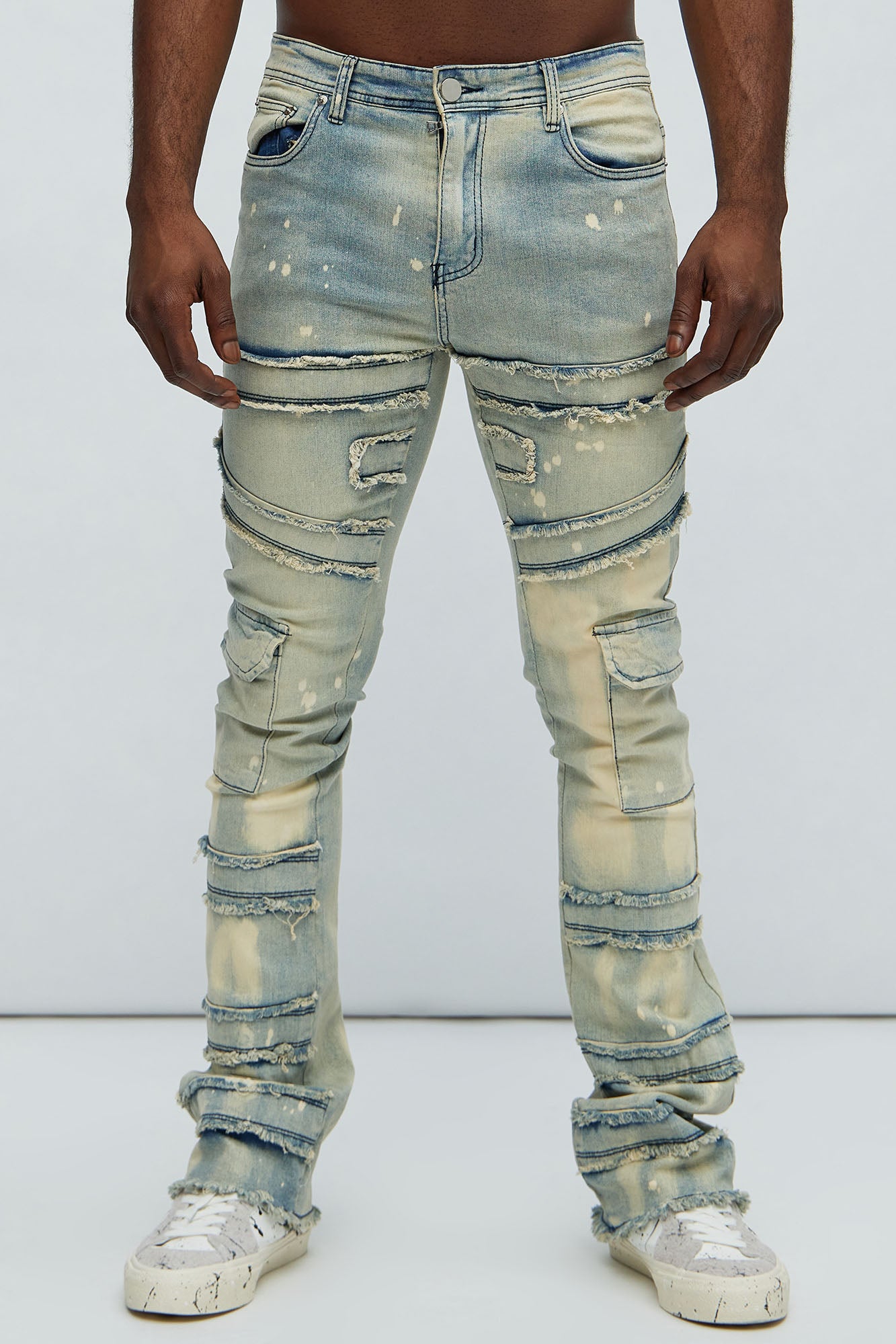 With Some Fray Skinny Flare Cargo Jeans