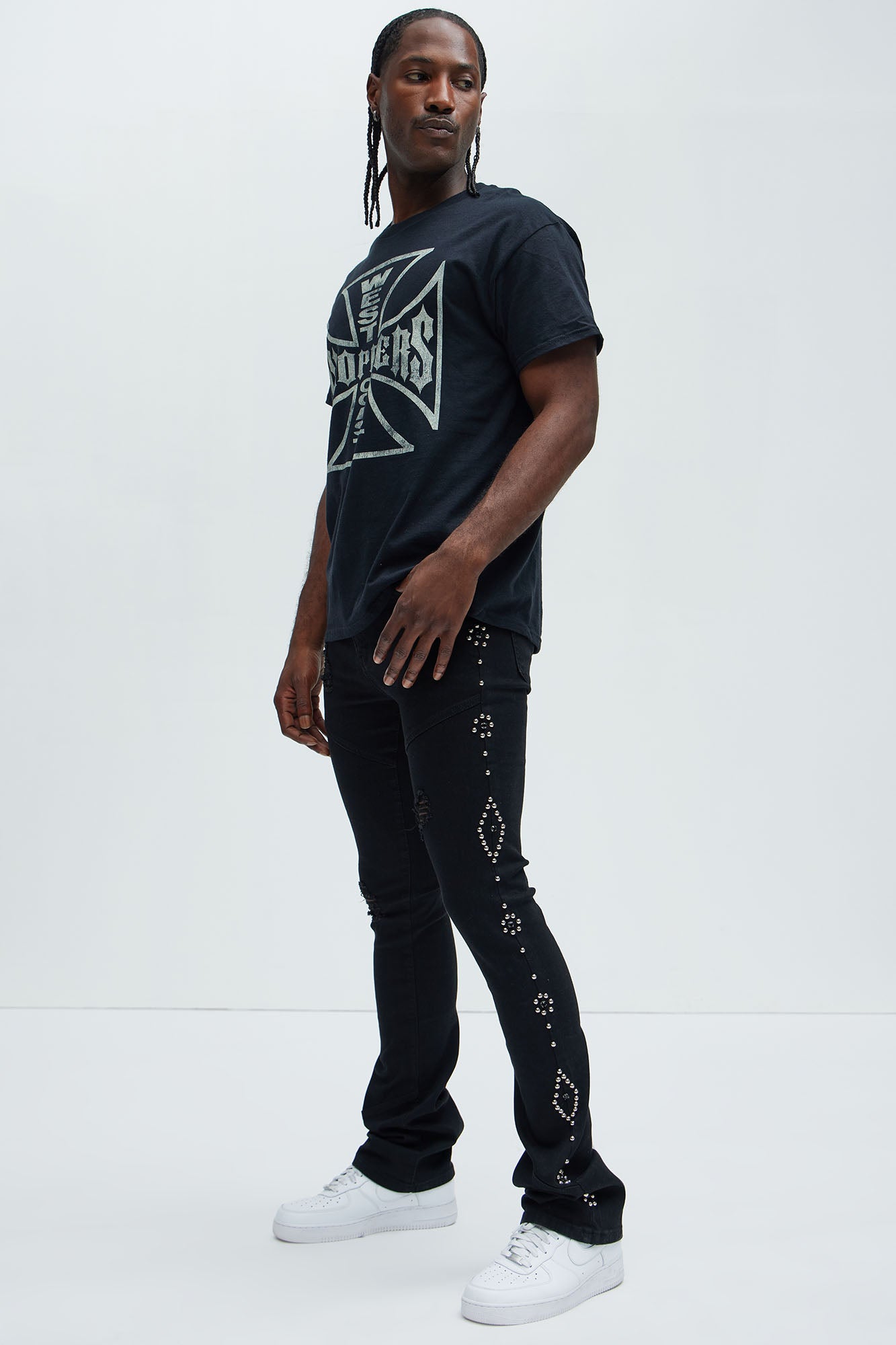 Be Along The Sides Stacked Skinny Flare Jeans