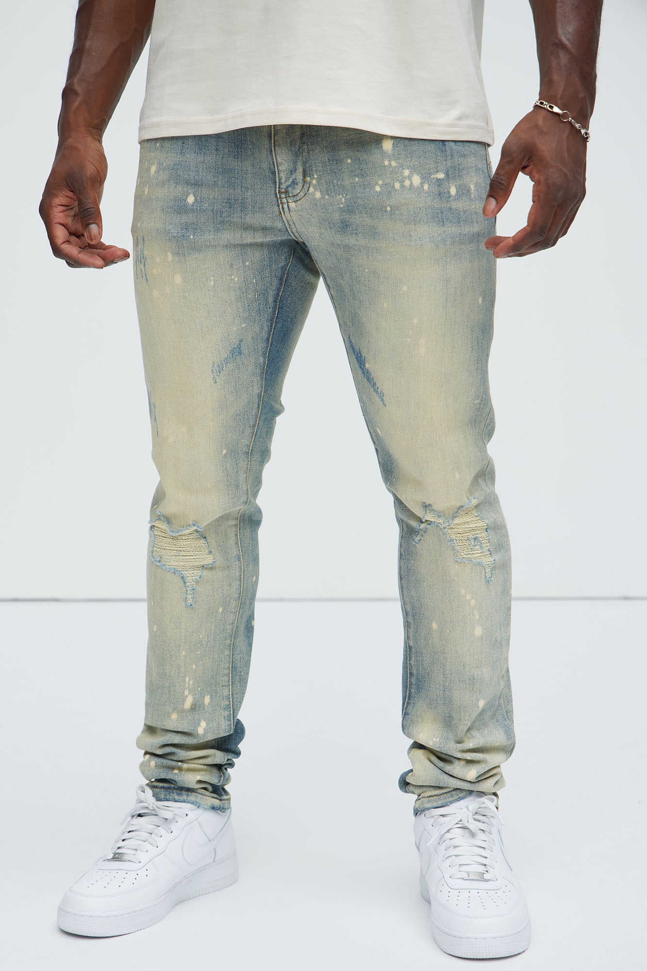 Talk About It Ripped With Bleach Skinny Jeans