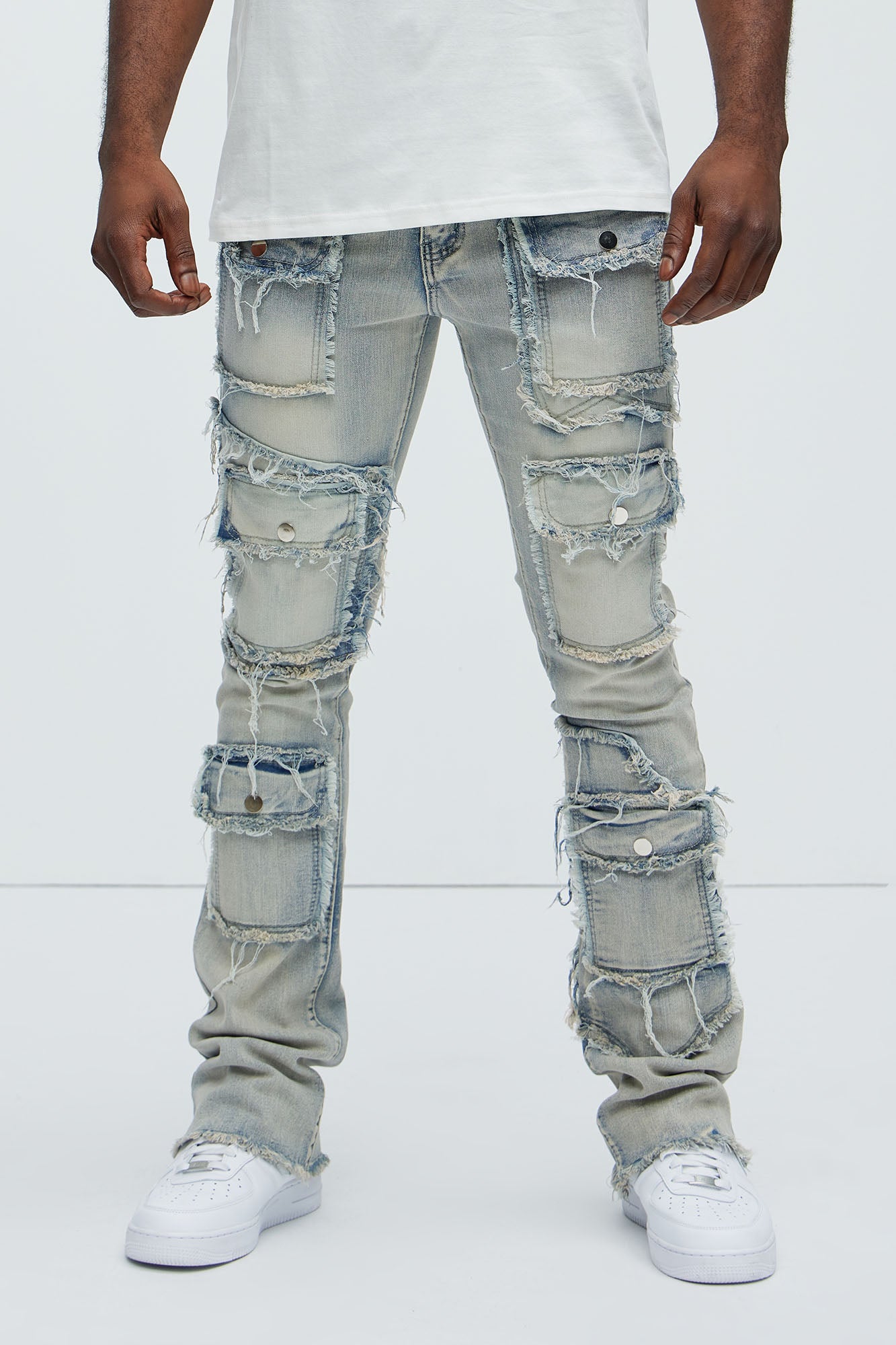 Let's Go Fray Cargo Skinny Flare Jeans