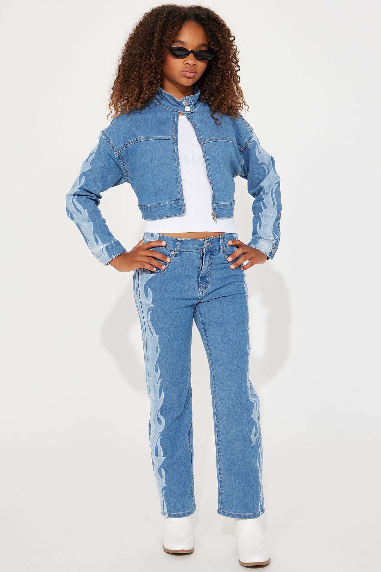 Mini Fire of Loyalty Denim Jean & Jacket Set