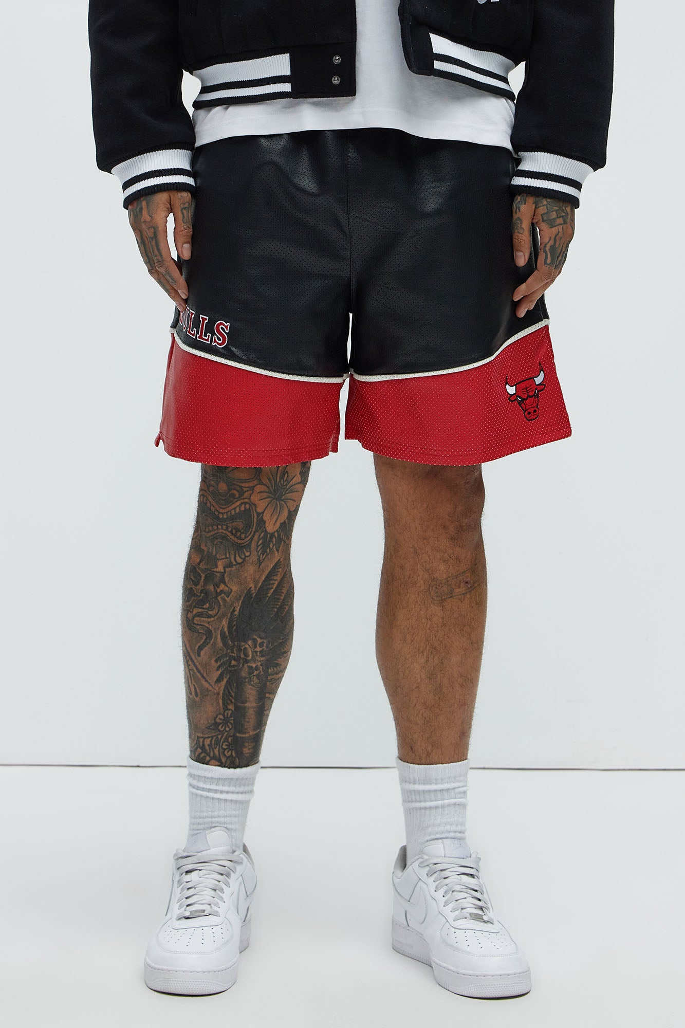 Bulls Up And Down The Court Faux Leather Shorts