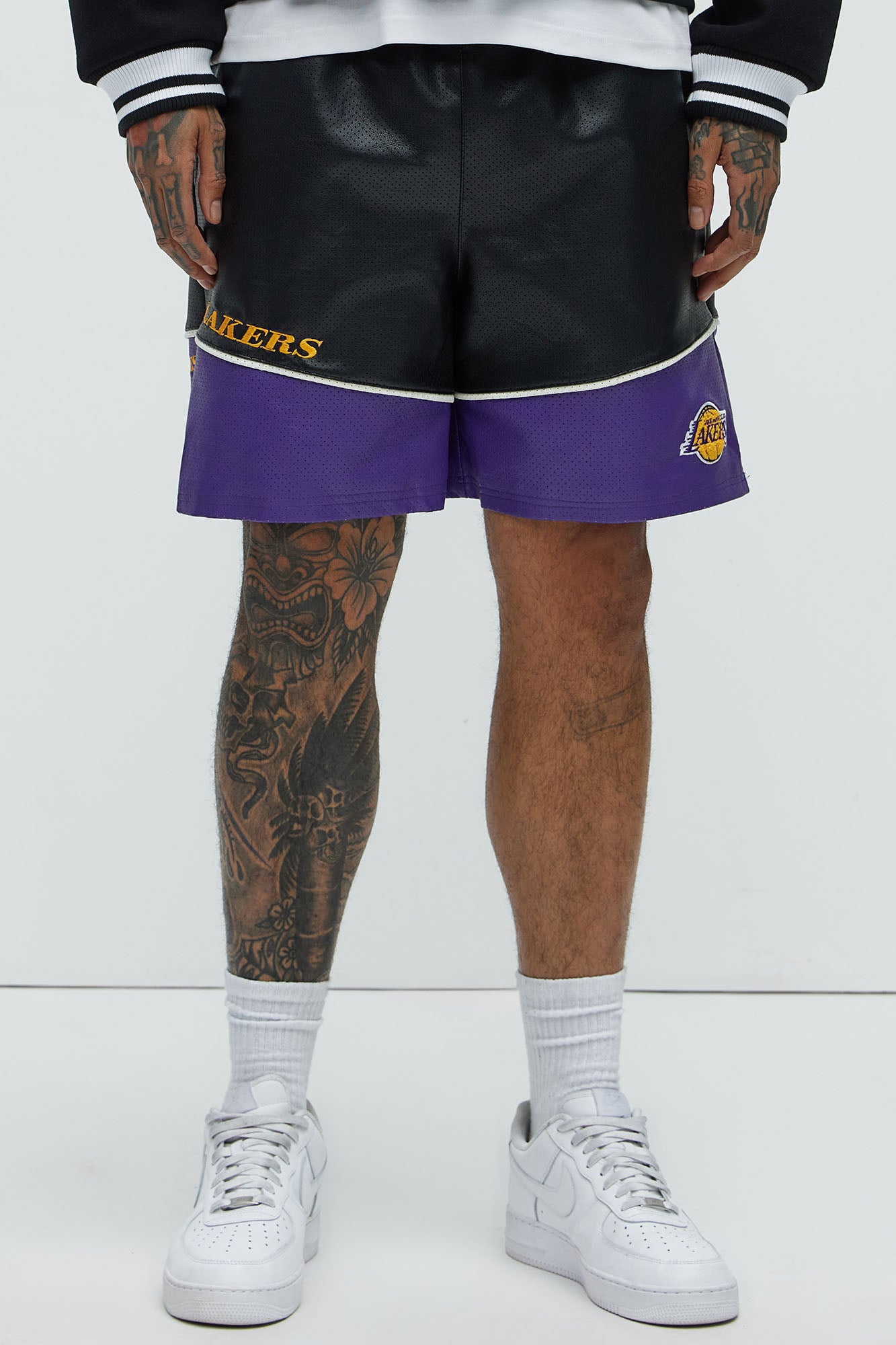 Lakers Up And Down The Court Faux Leather Shorts