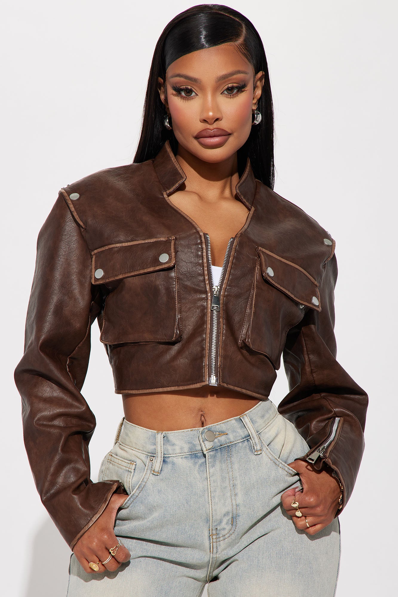 Brooklyn Faux Leather Fitted Jacket