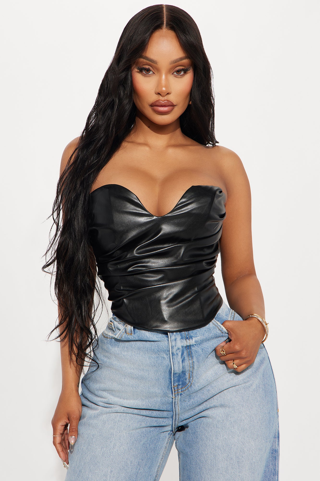 Catching Looks Faux Leather Top