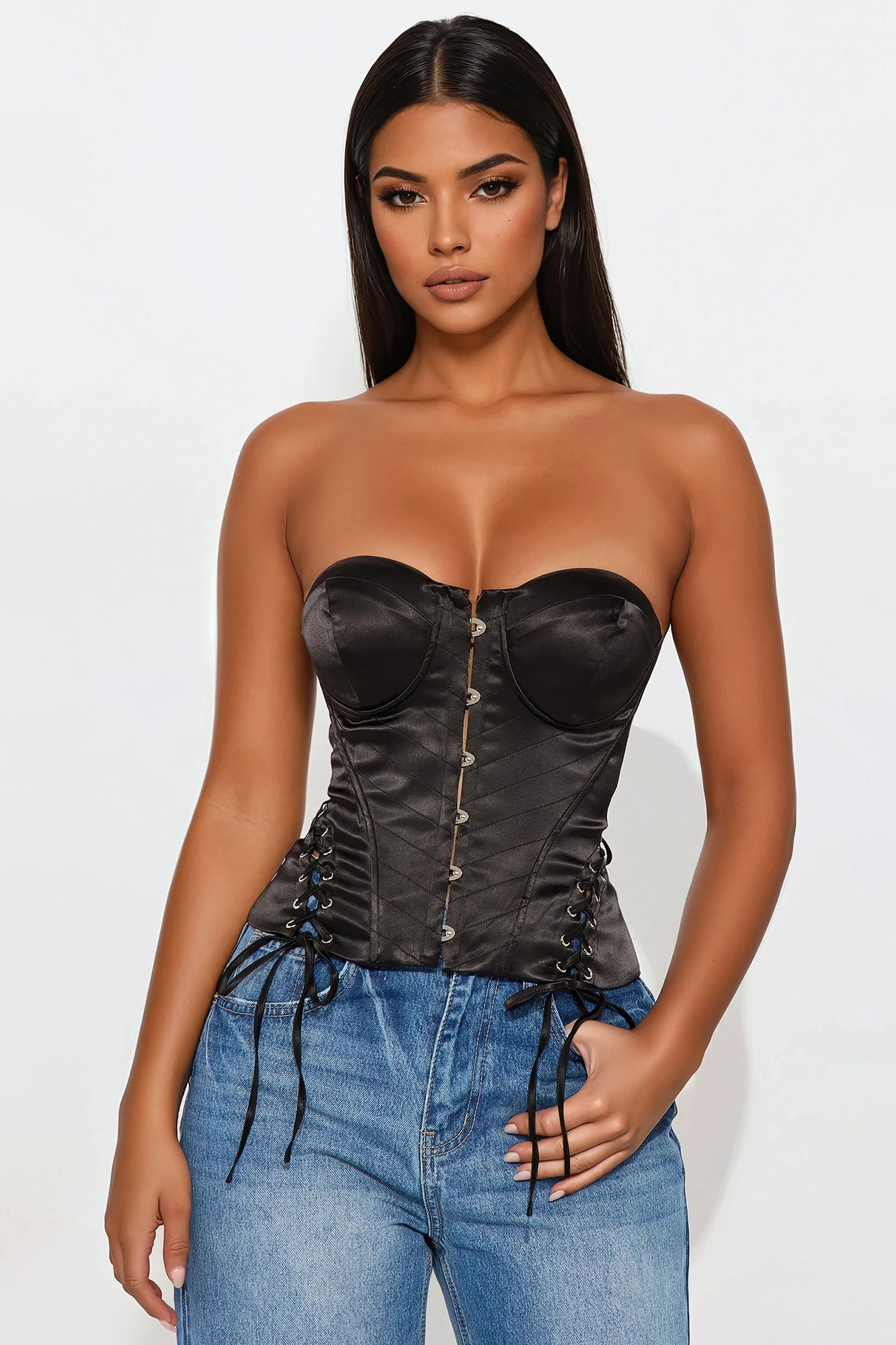 You Don't Know Me Satin Corset Top