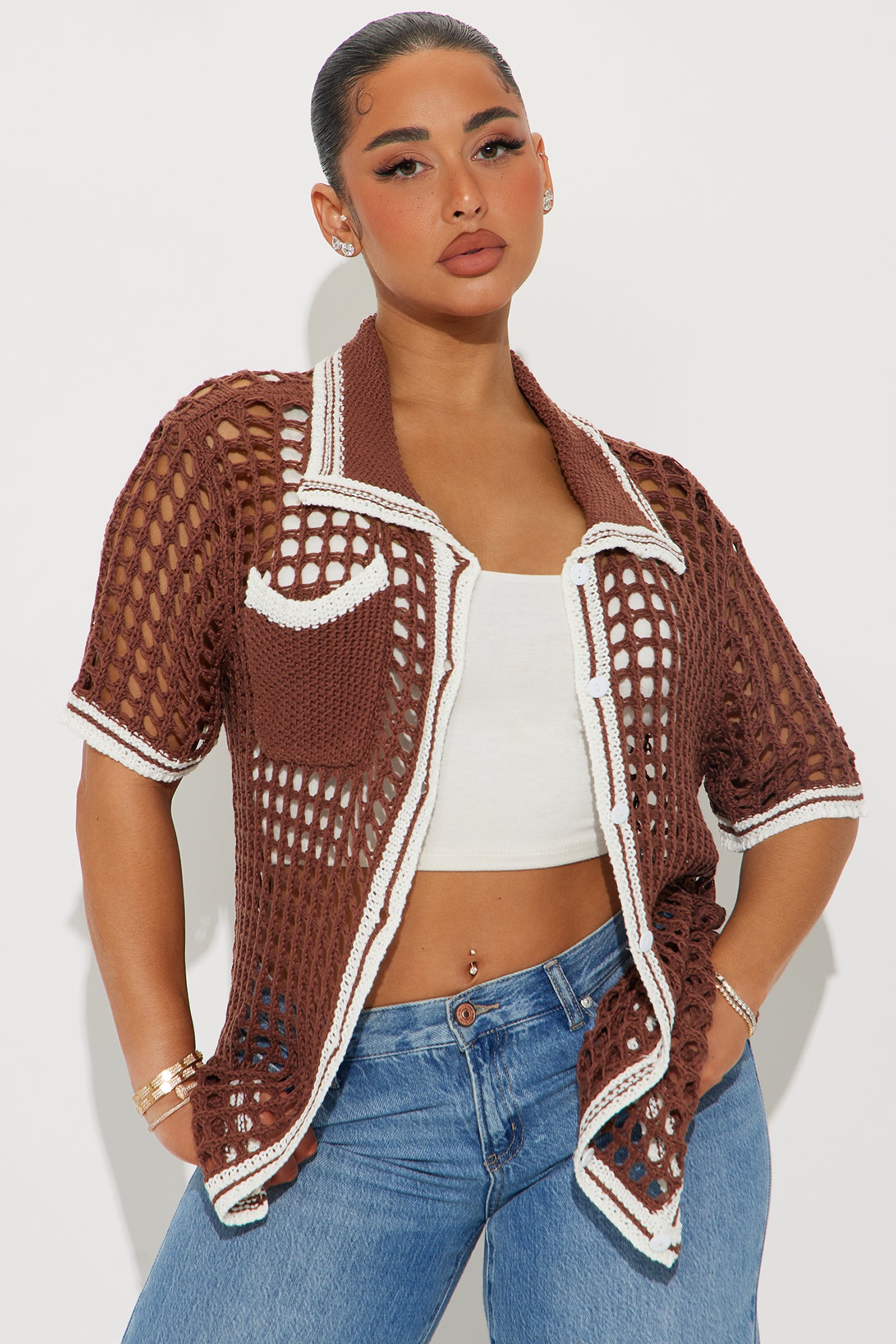 Delphine Oversized Crochet Shirt