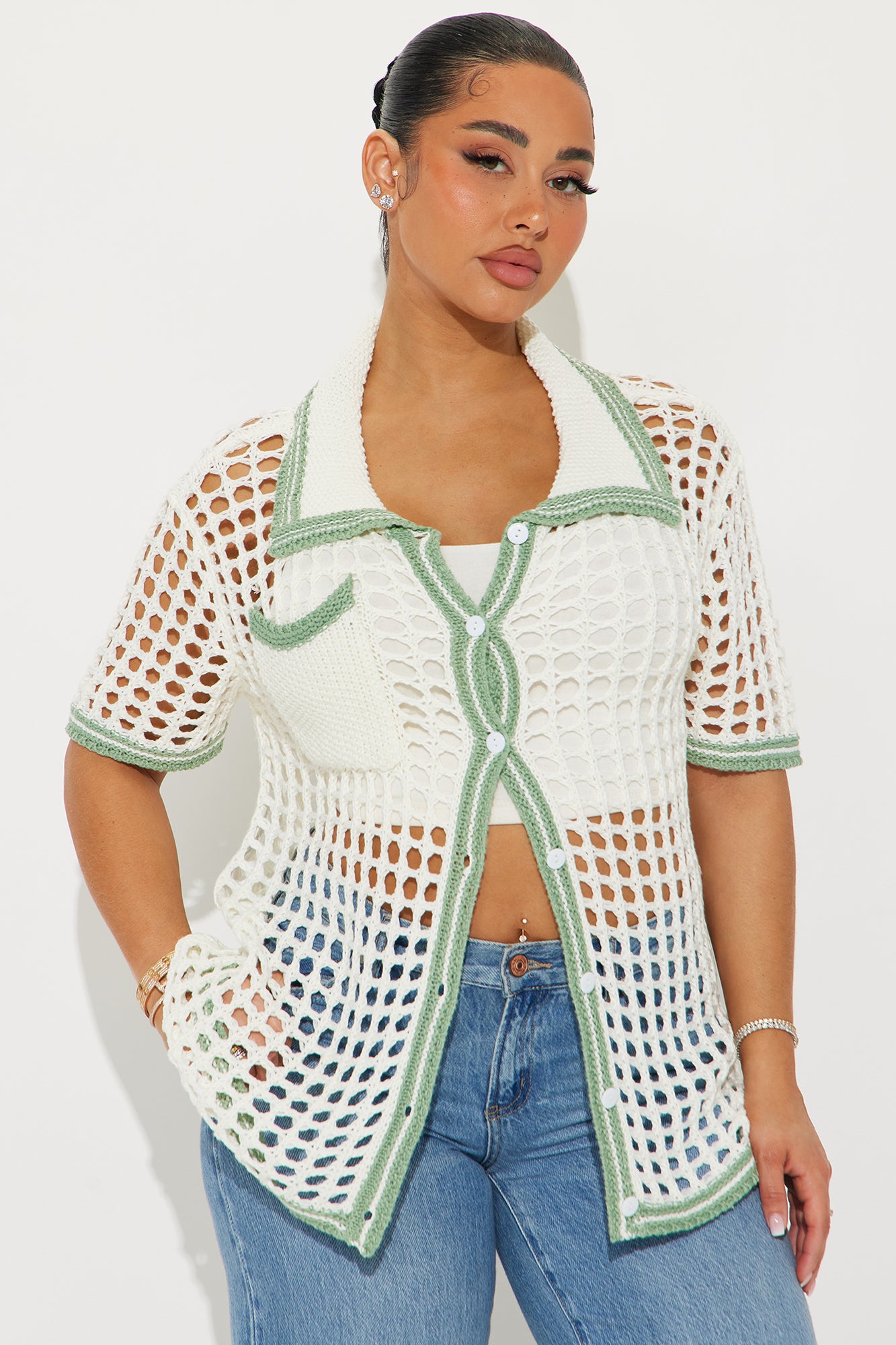Delphine Oversized Crochet Shirt