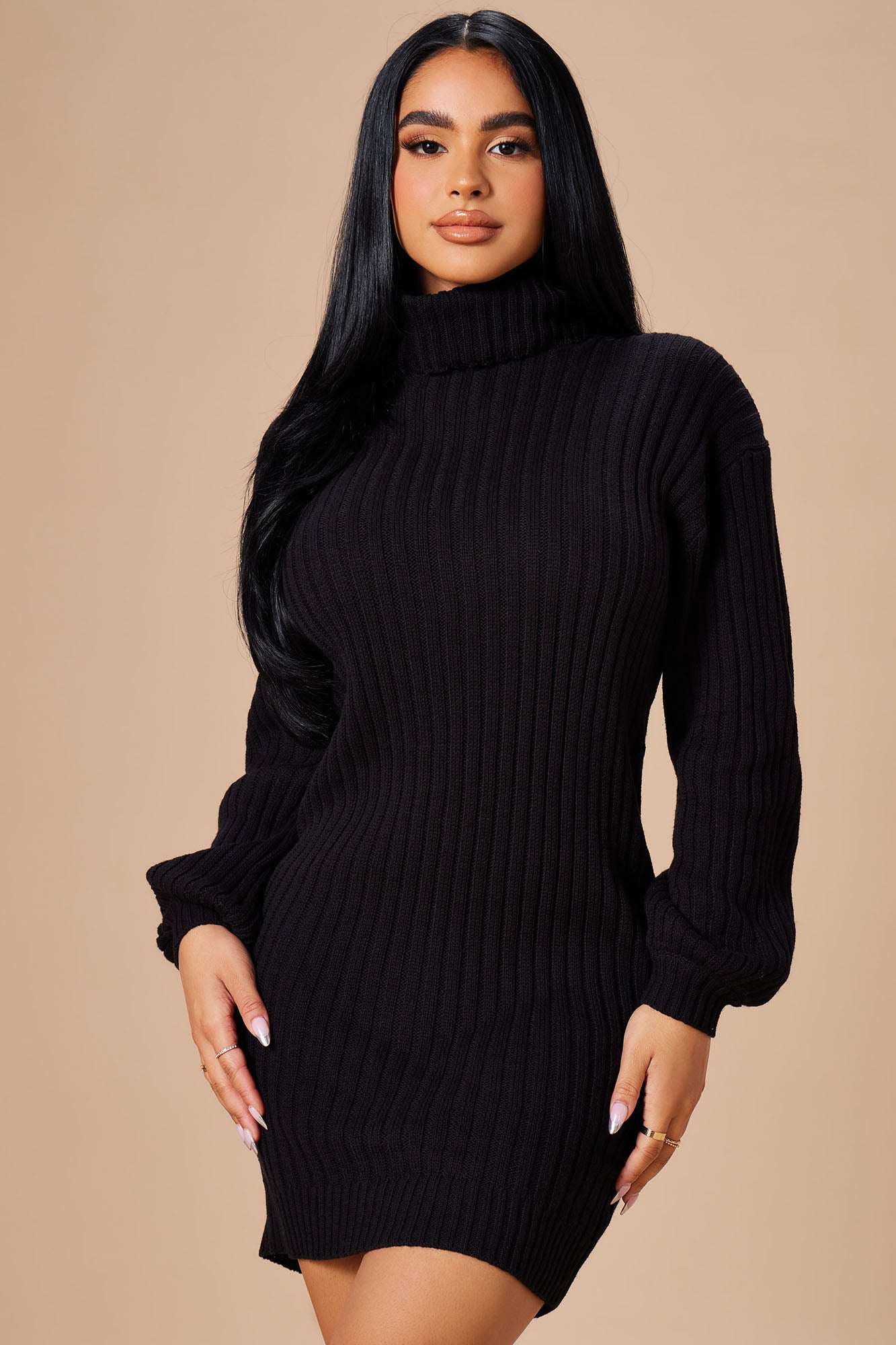 Too Cozy Turtle Neck Sweater Dress