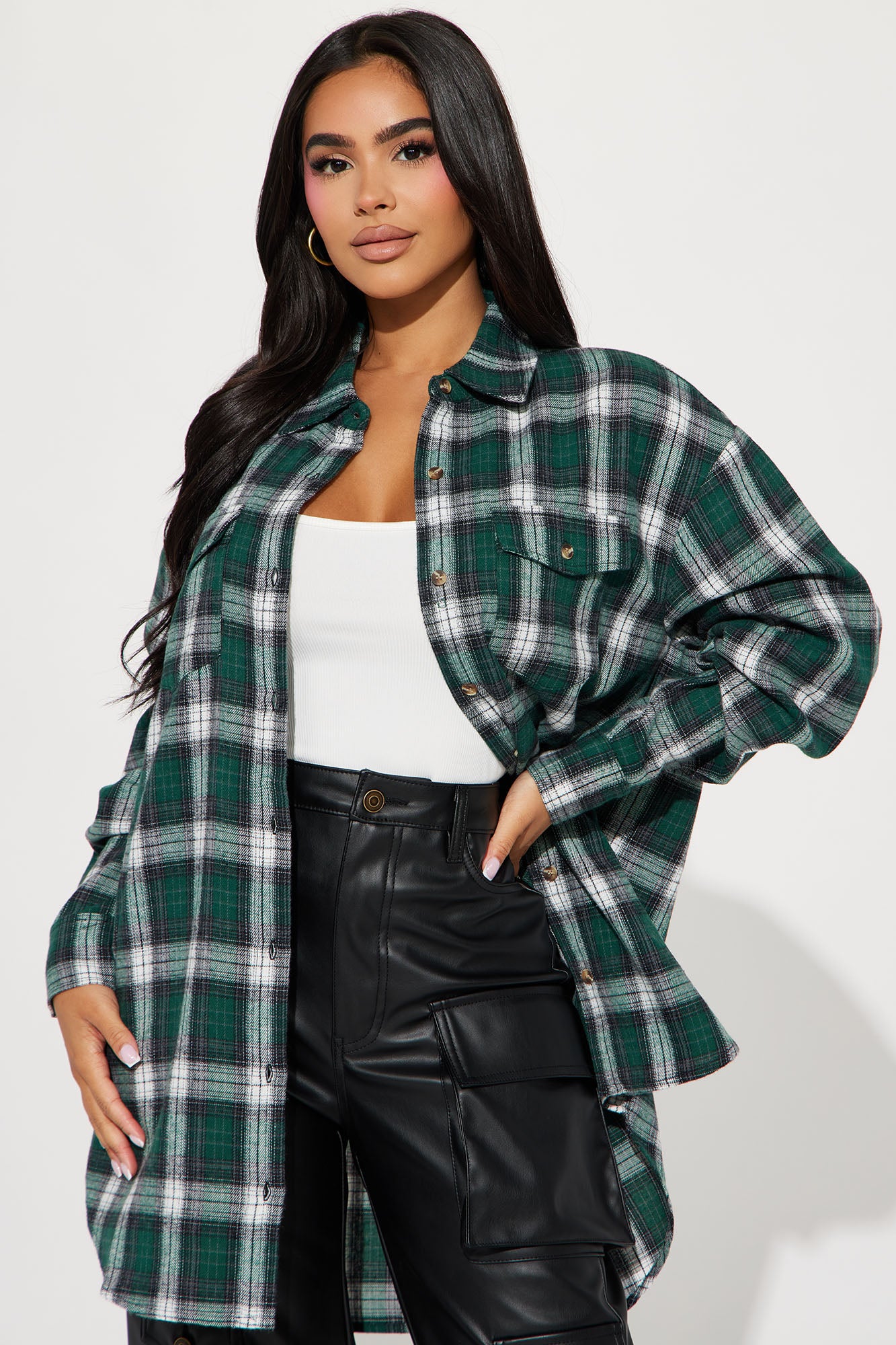 Pretty In Plaid Oversized Flannel Top