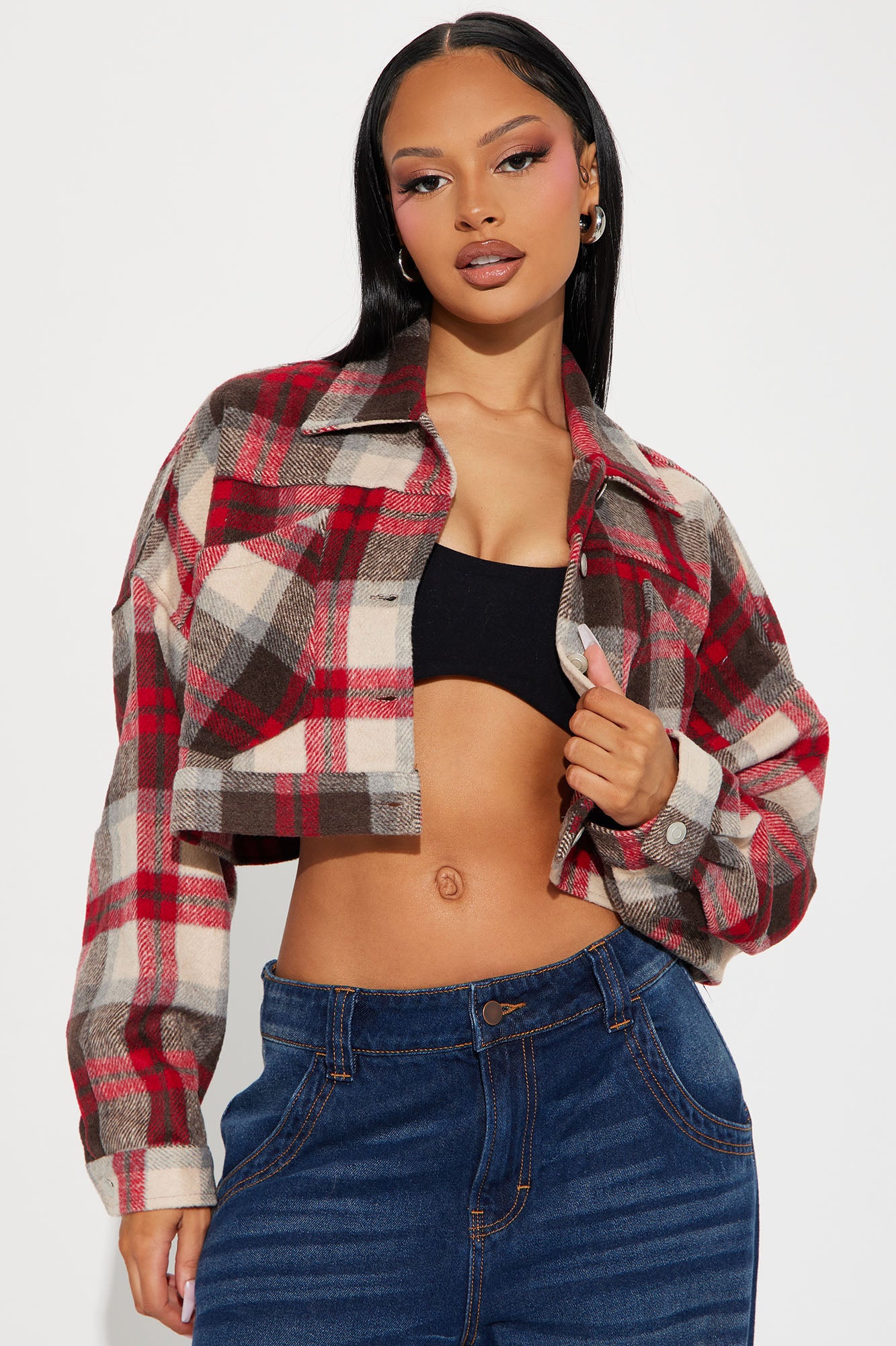 Getting Caught Up Plaid Jacket