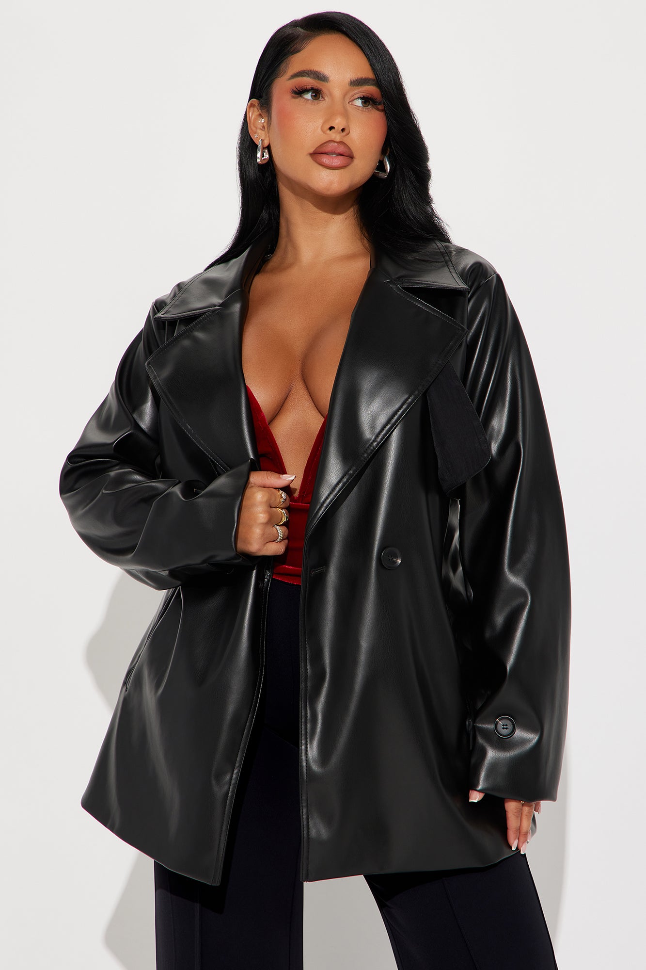 Running Errands Faux Leather Coat