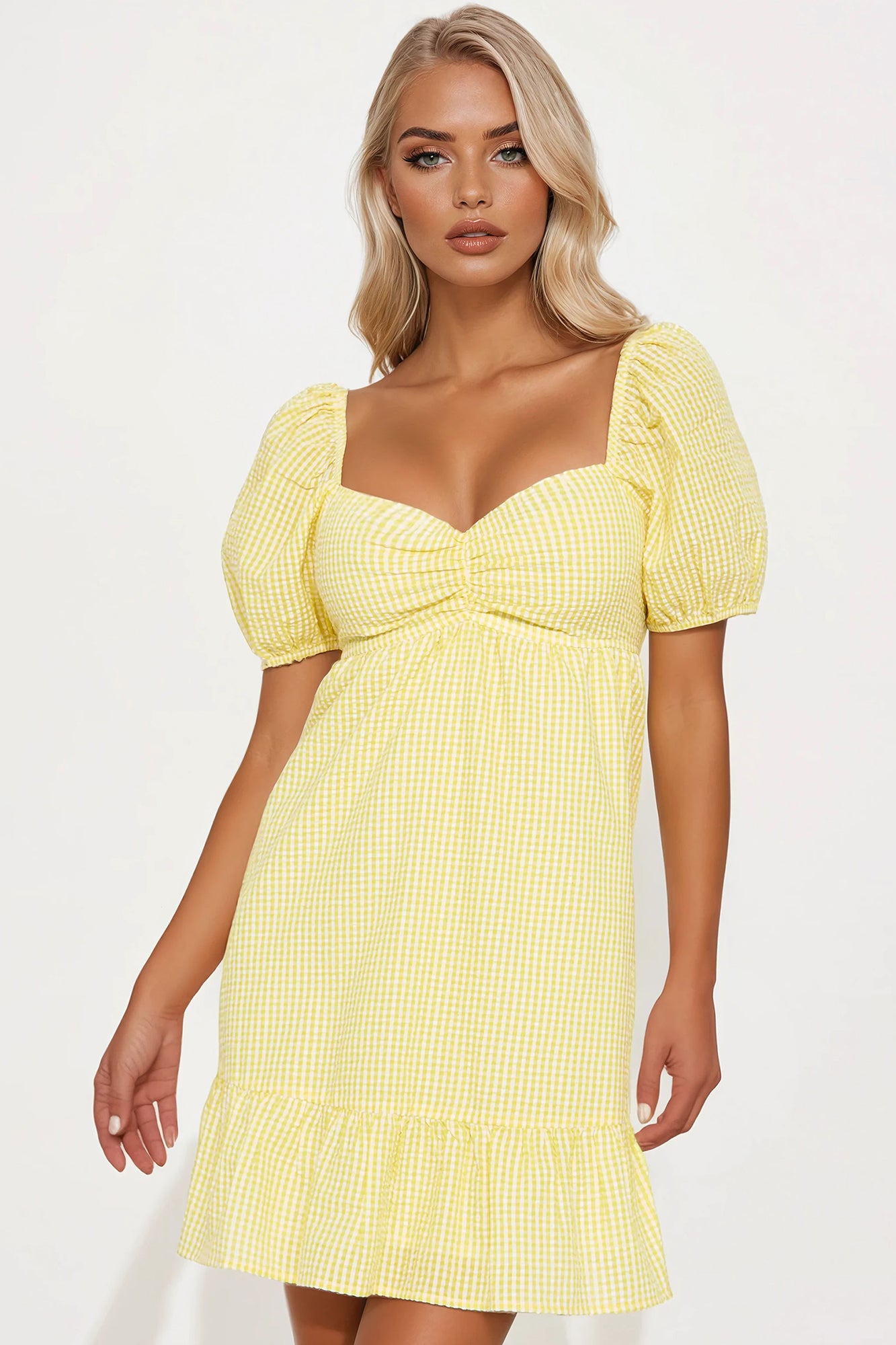 Brenda Gingham Babydoll Mini Dress