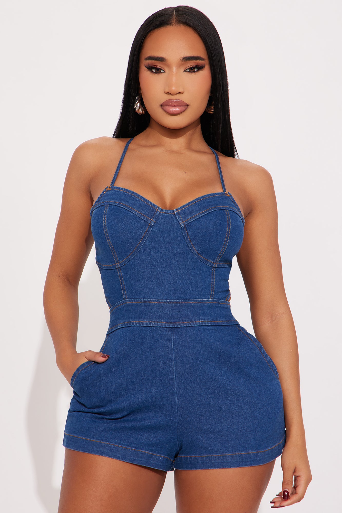 Time In The Sun Denim Romper