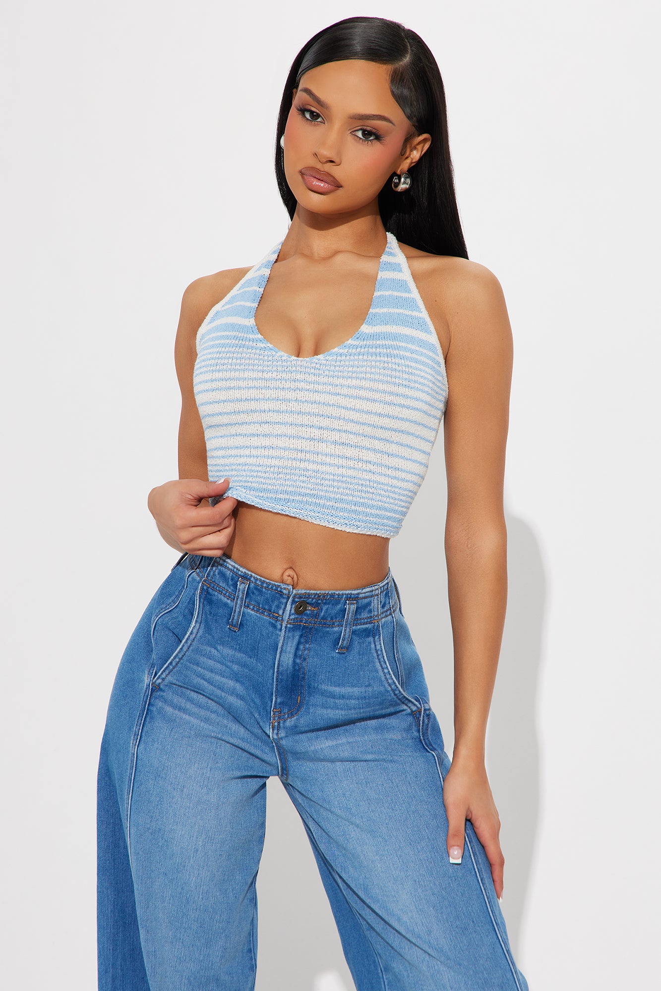 Cute Mood Striped Halter Sweater