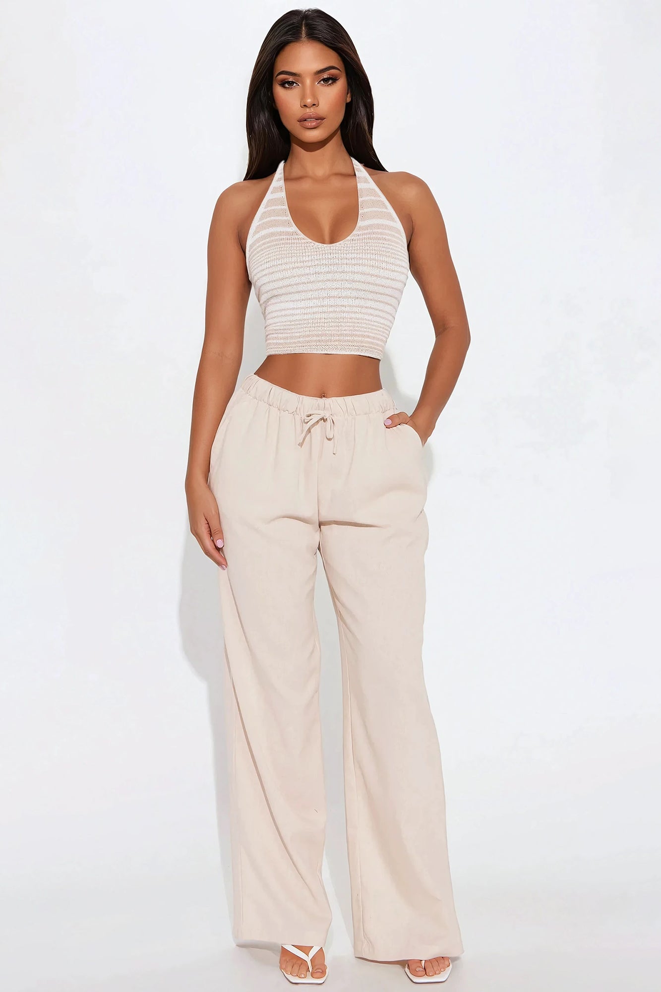 Cute Mood Striped Halter Sweater
