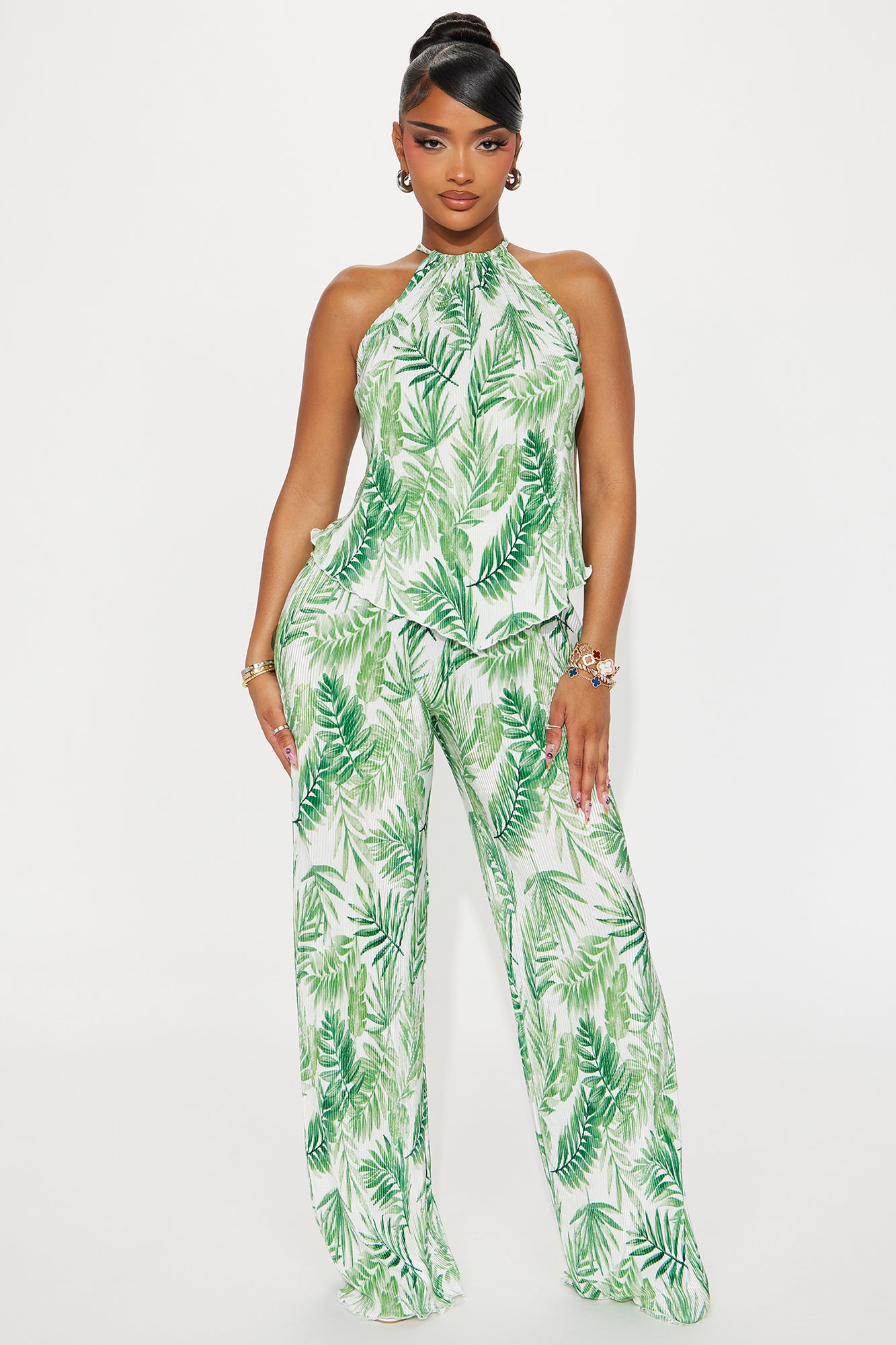 Addie Tropical Plisse Pant Set