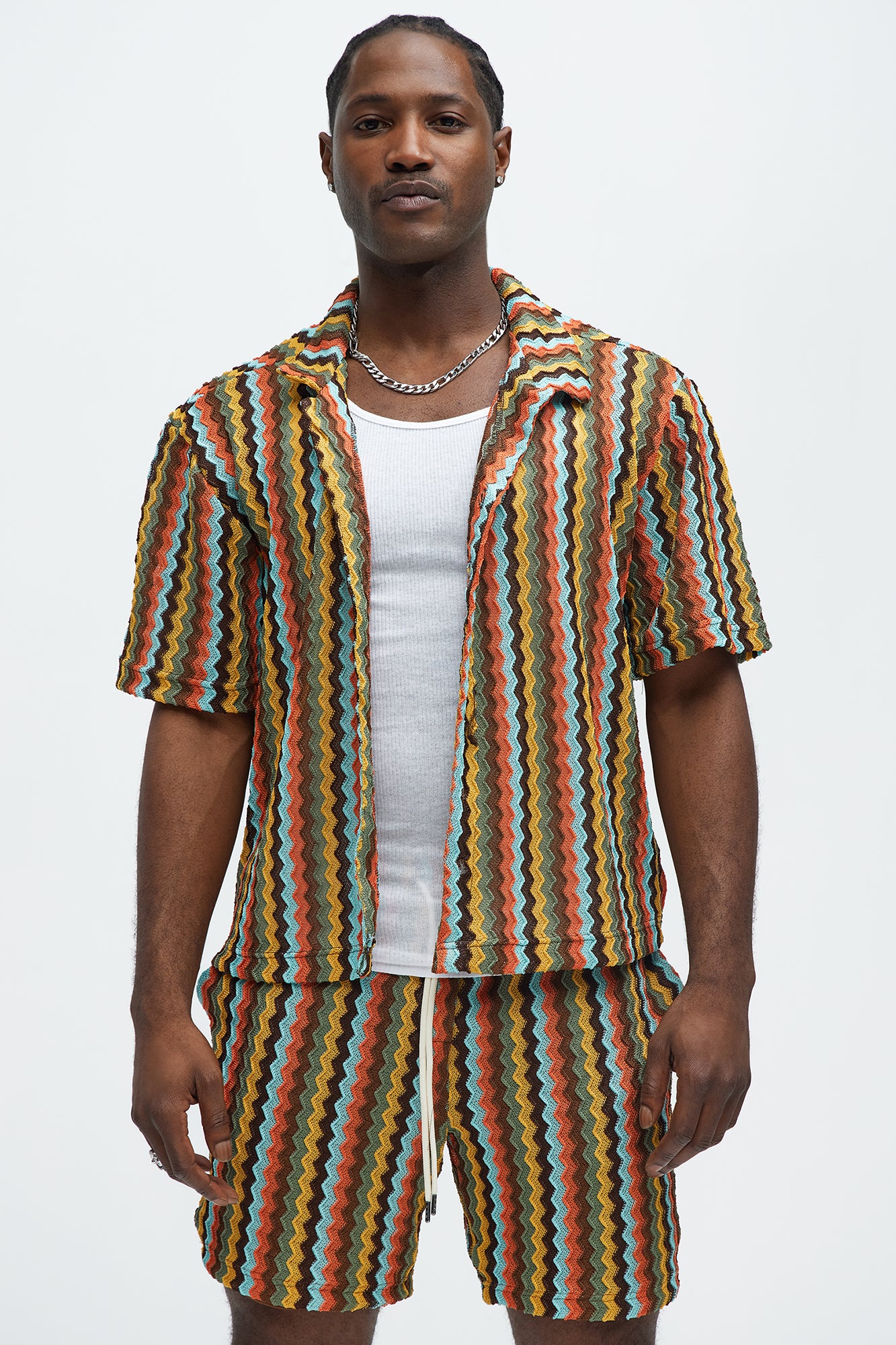 Harris Zig Zag Short Sleeve Button Up