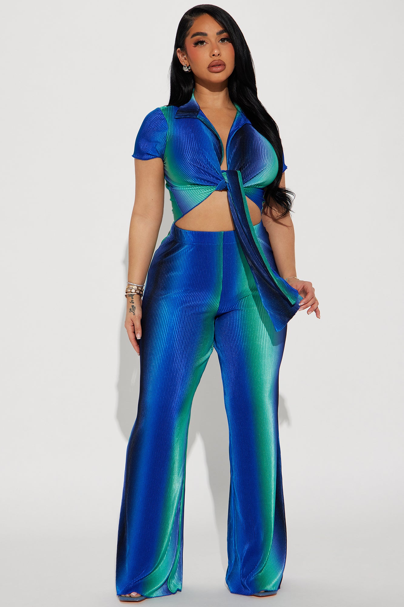 One Flight Away Plisse Pant Set