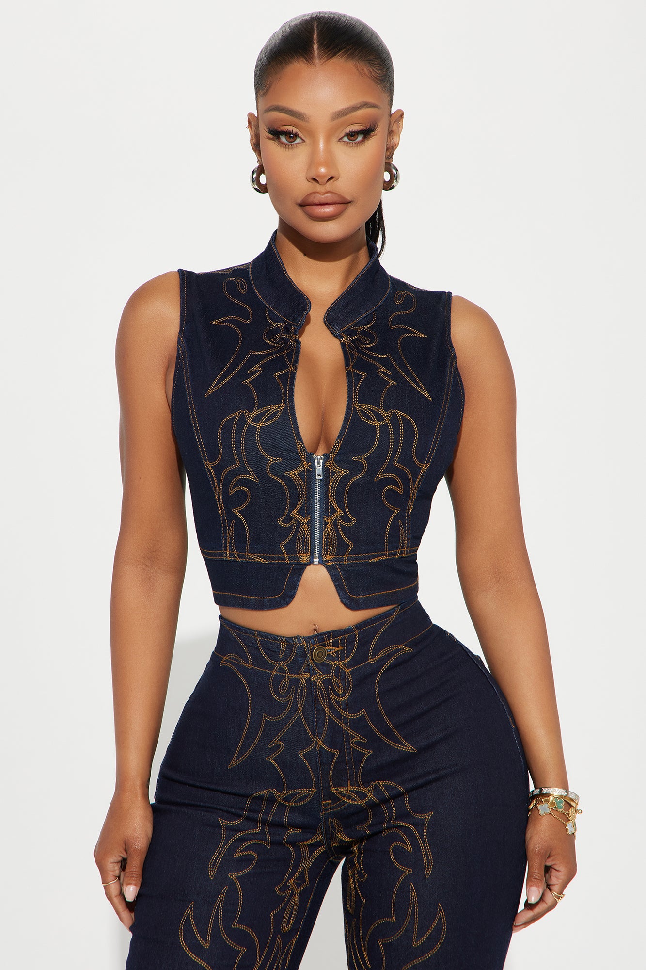 Take The Reigns Embroidered Denim Vest