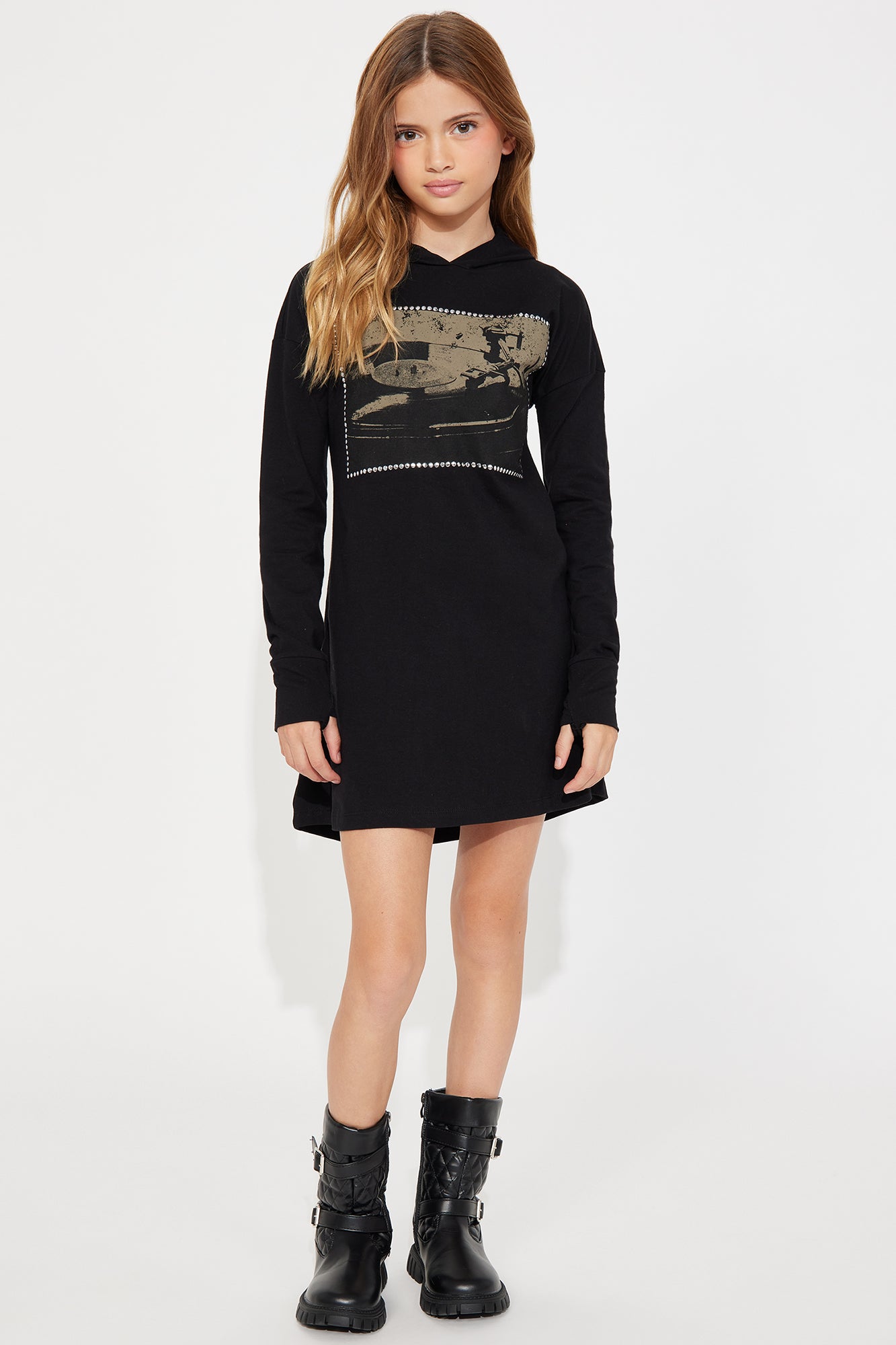 Mini Record Player Hoodie Dress