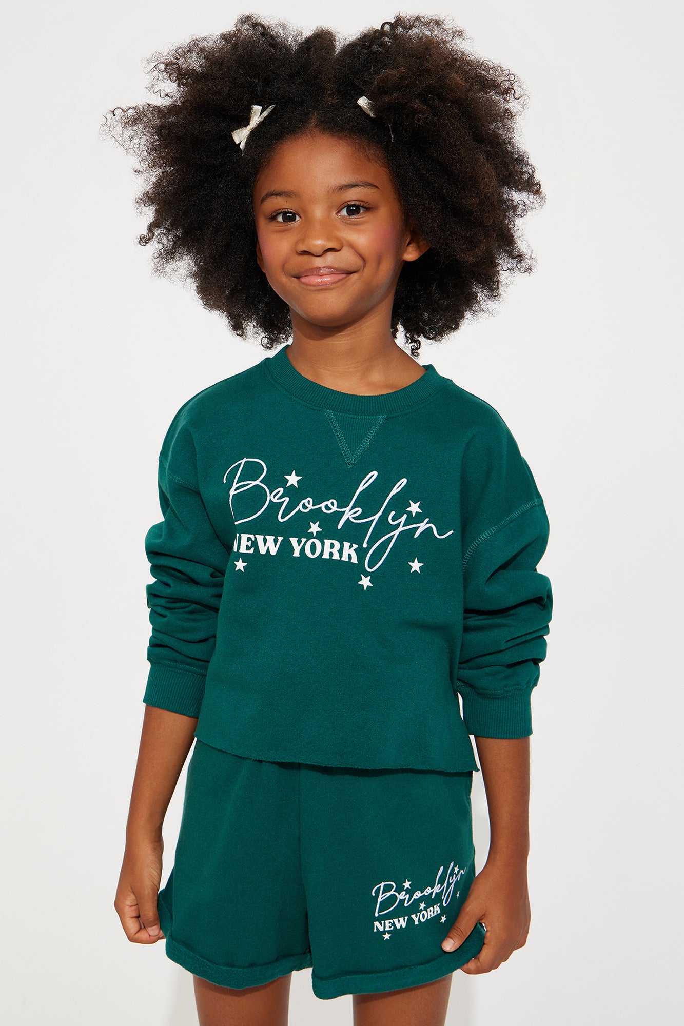 Mini Brooklyn's Cropped Top Fleece Matching Short Set