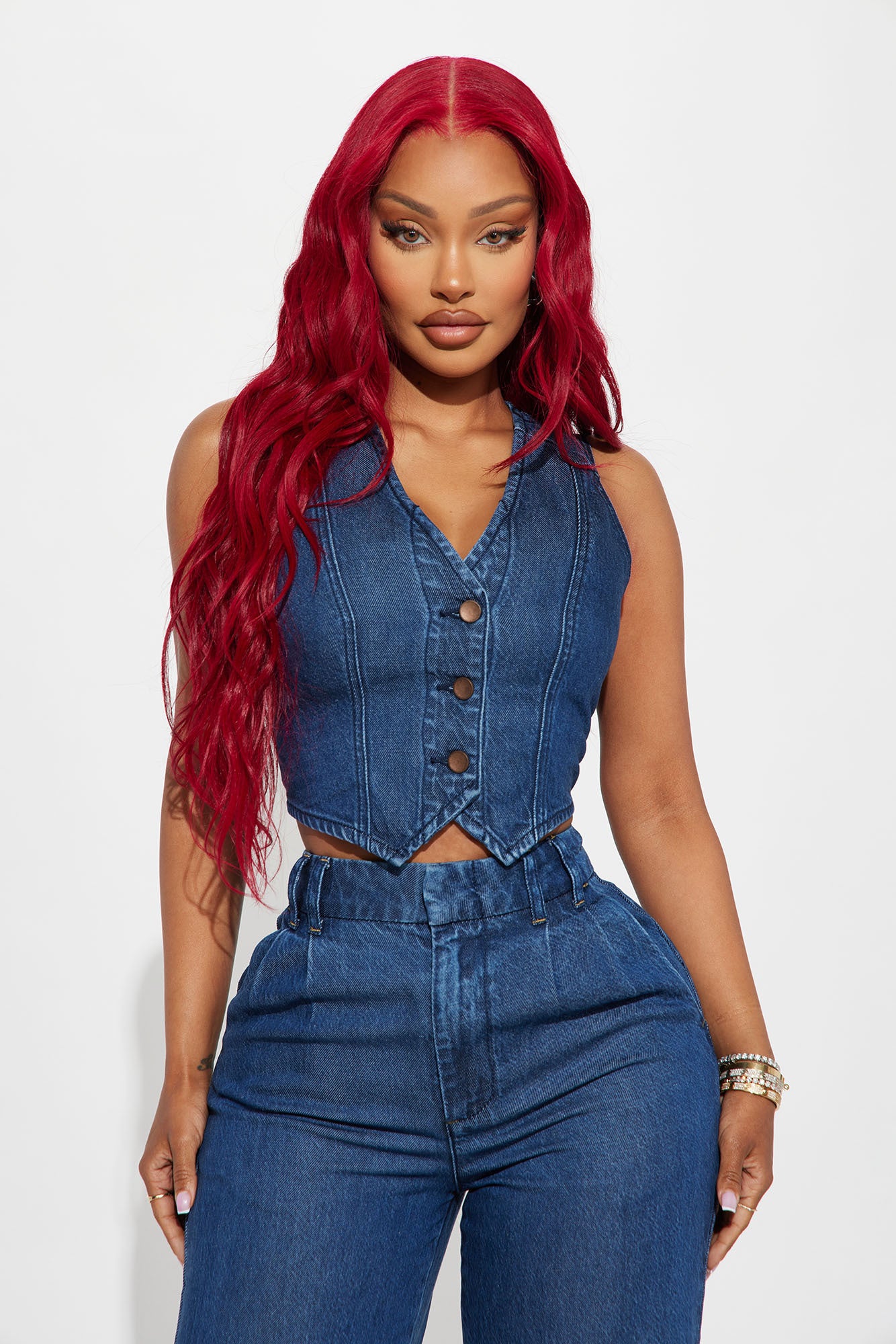 Can't Get Me Button Front Denim Vest