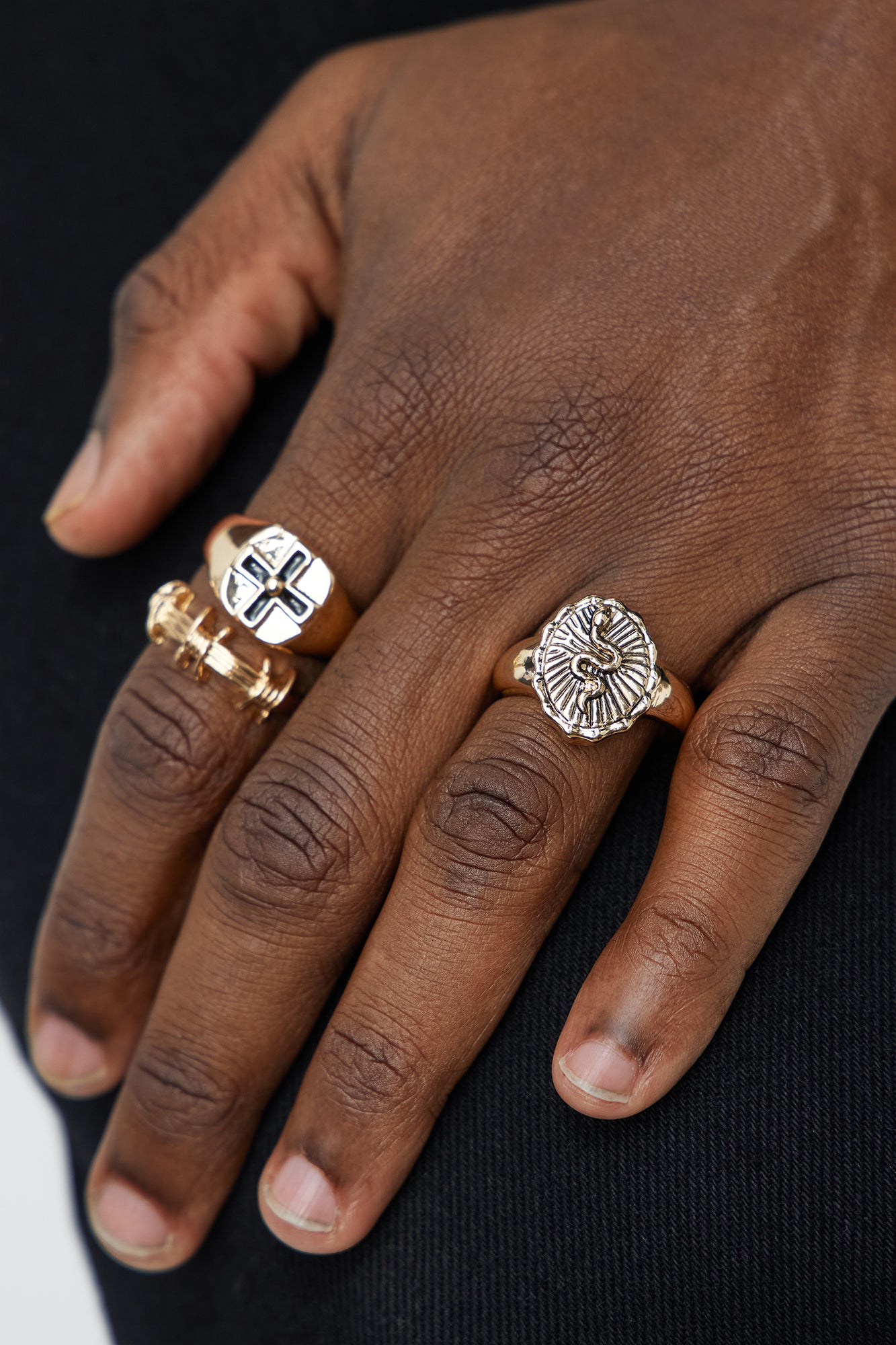 Gold Crown Ring Set