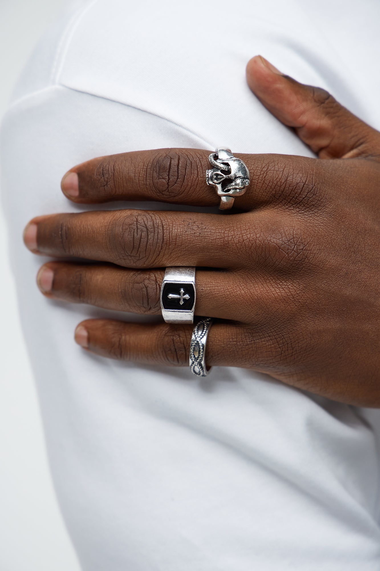 Black Cross Ring Set