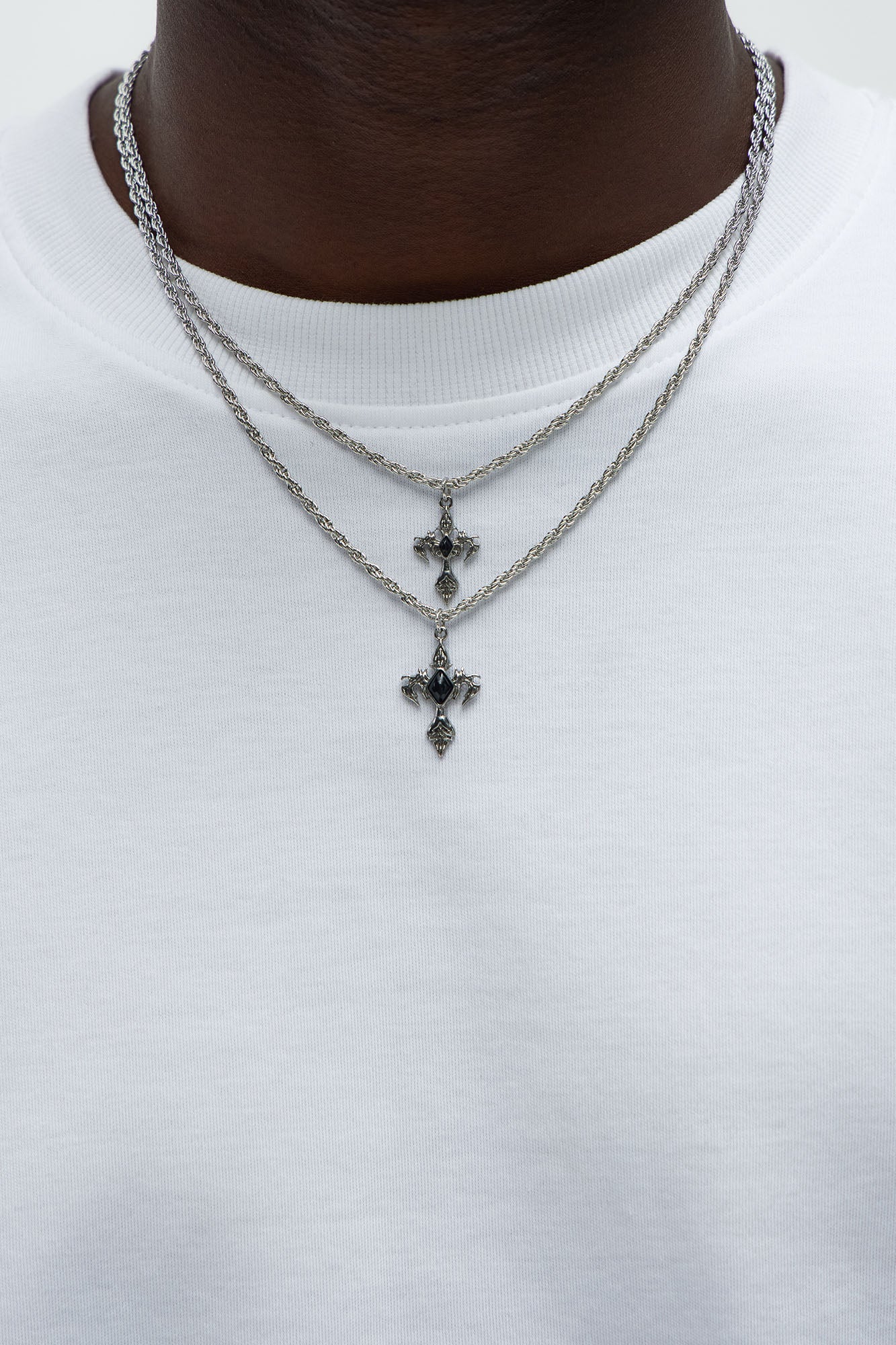 Silken Double Cross Necklace Set