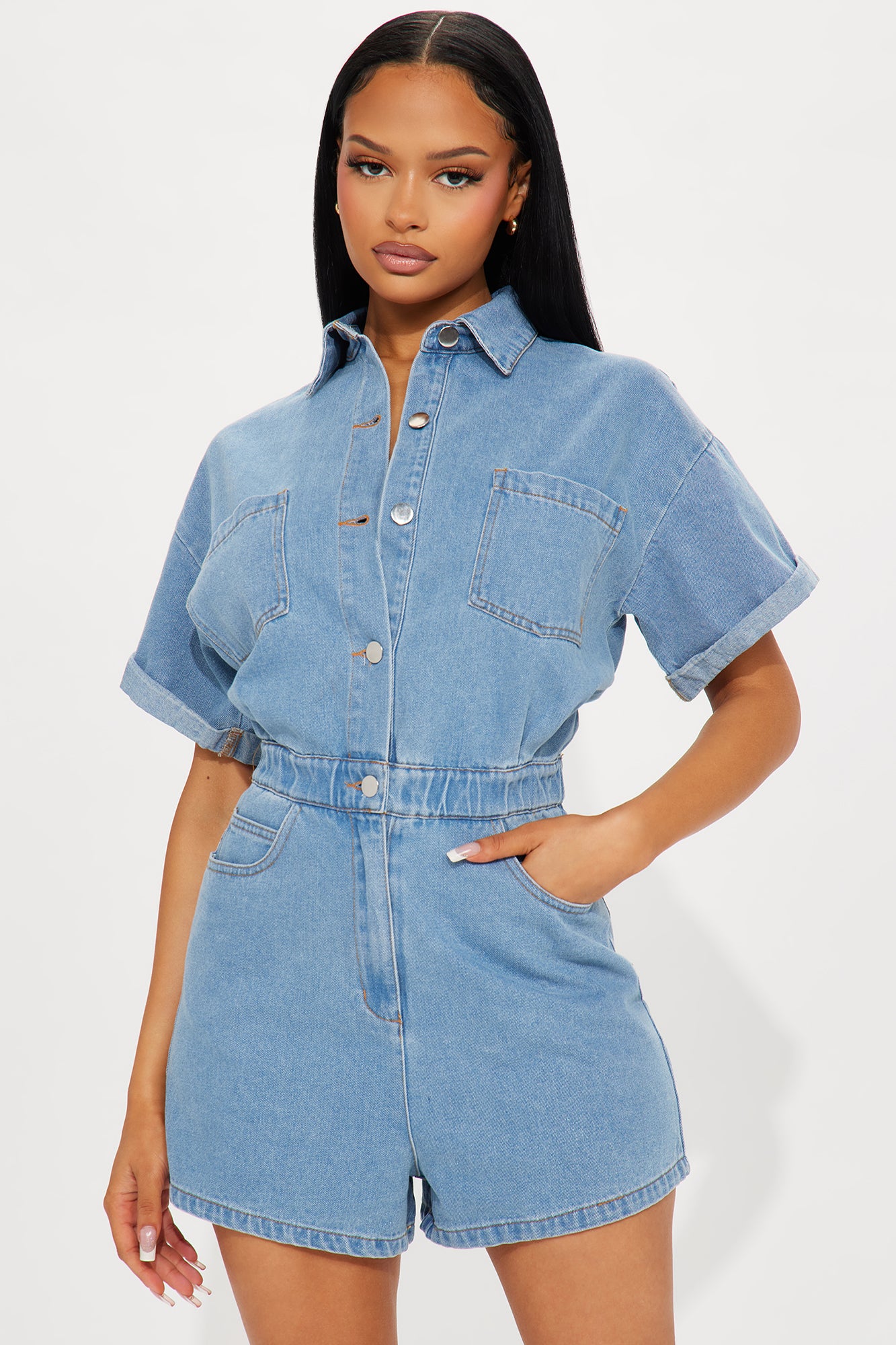 A Good Day Denim Romper