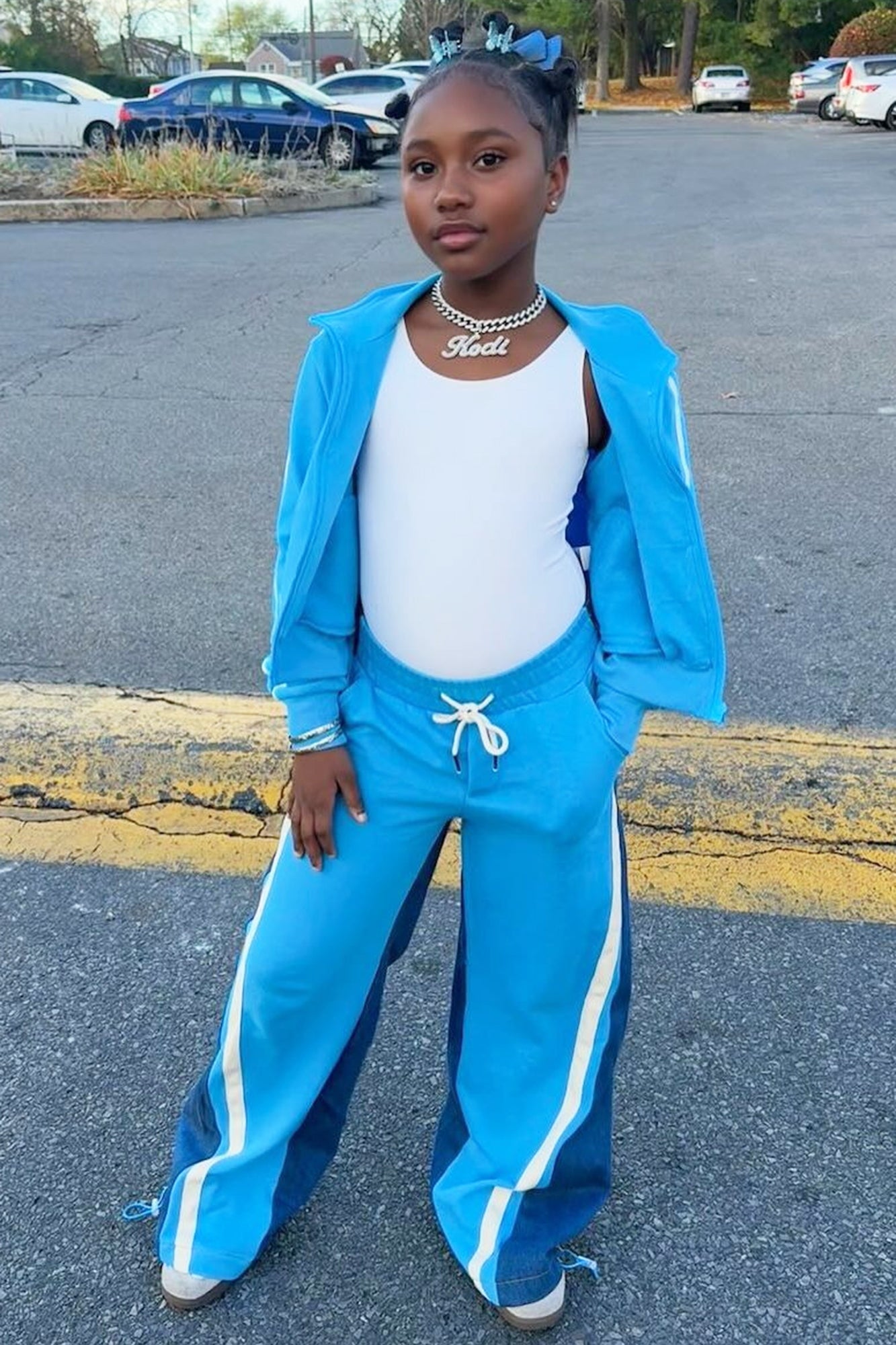 Mini Mya Denim Mix Track Pant Set