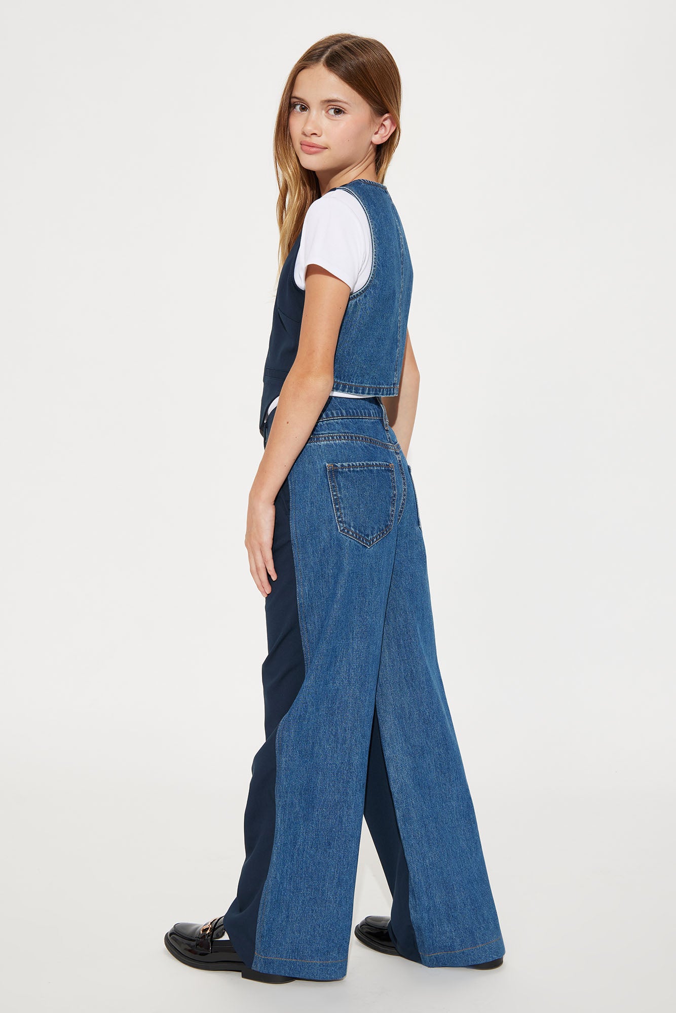 Mini Sasha Denim Mix Pant Set