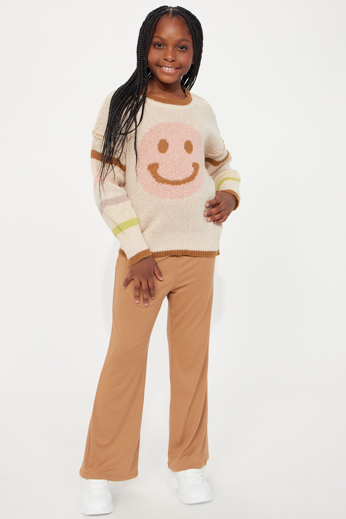 Mini Smiley Miley Sweater With Rib Flare Pant Set