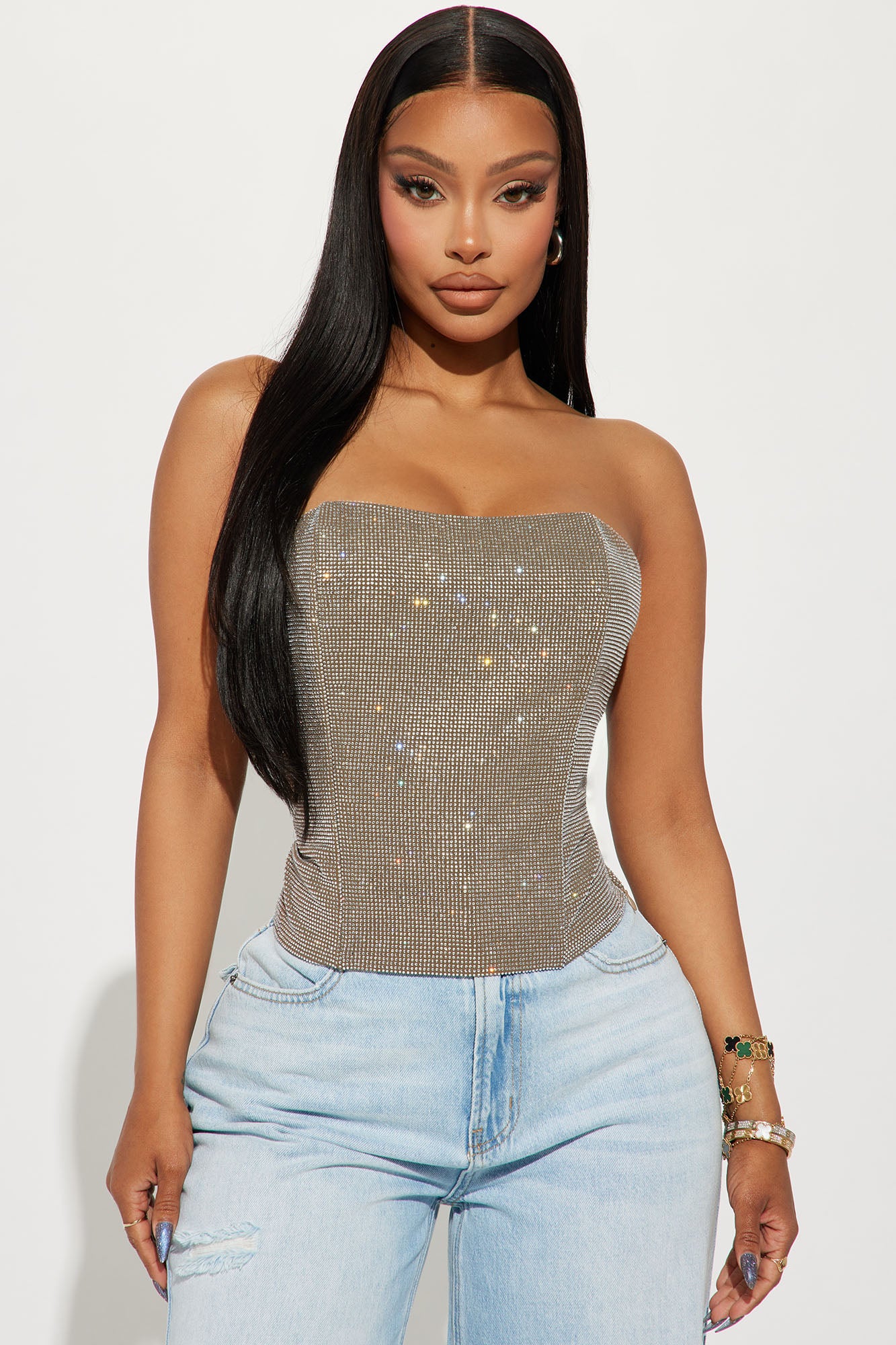 Light Up The Room Rhinestone Corset Top