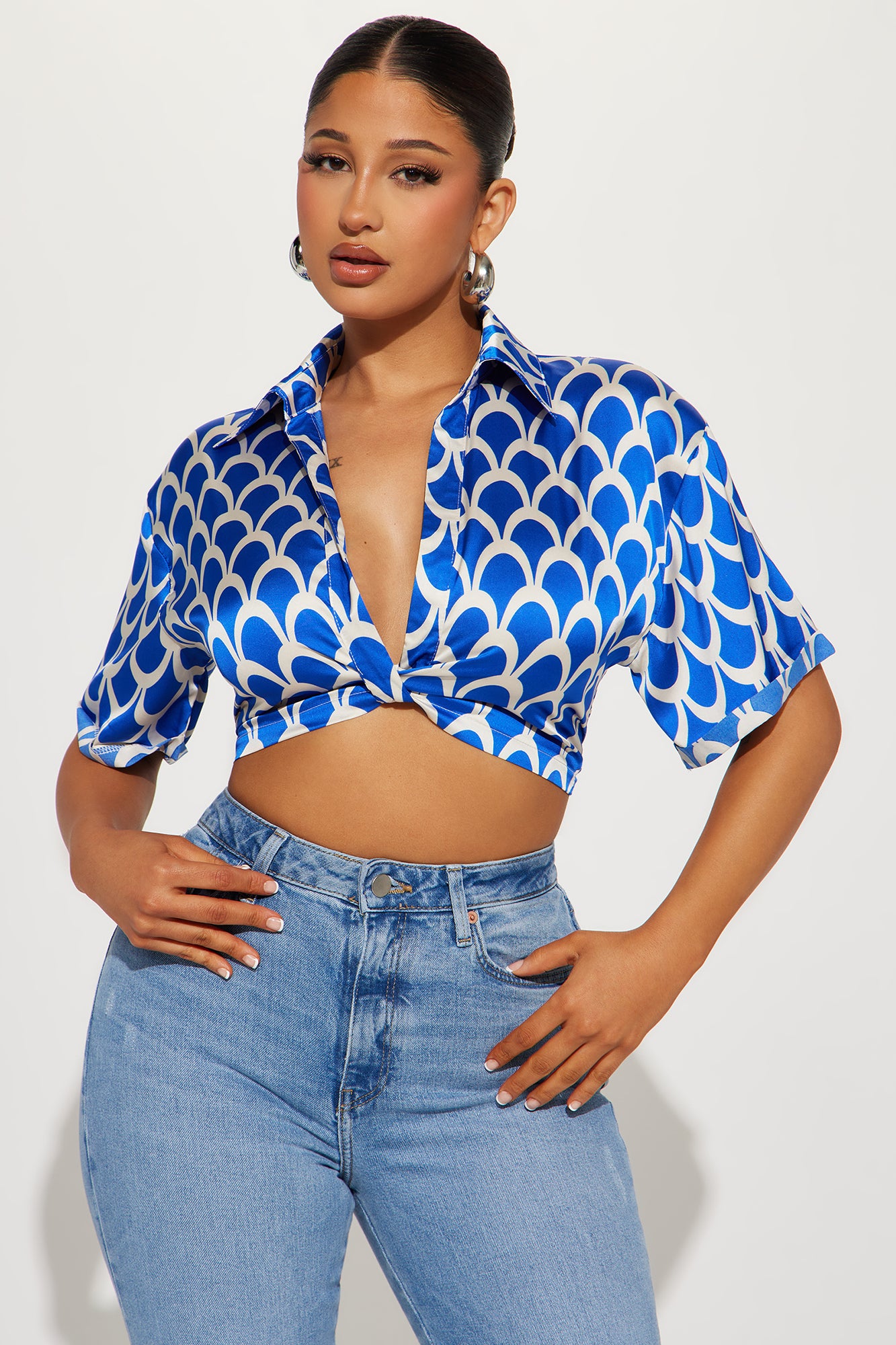In Motion Satin Blouse Top