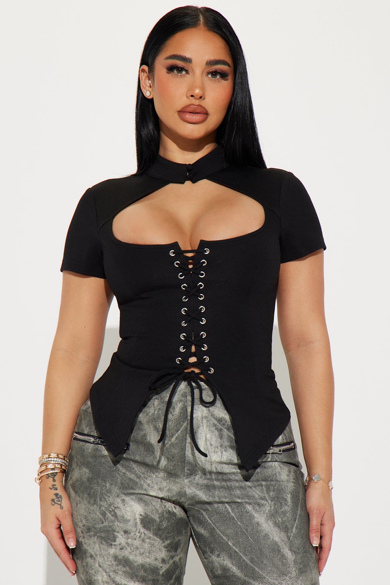 Read My Lips Lace Up Corset