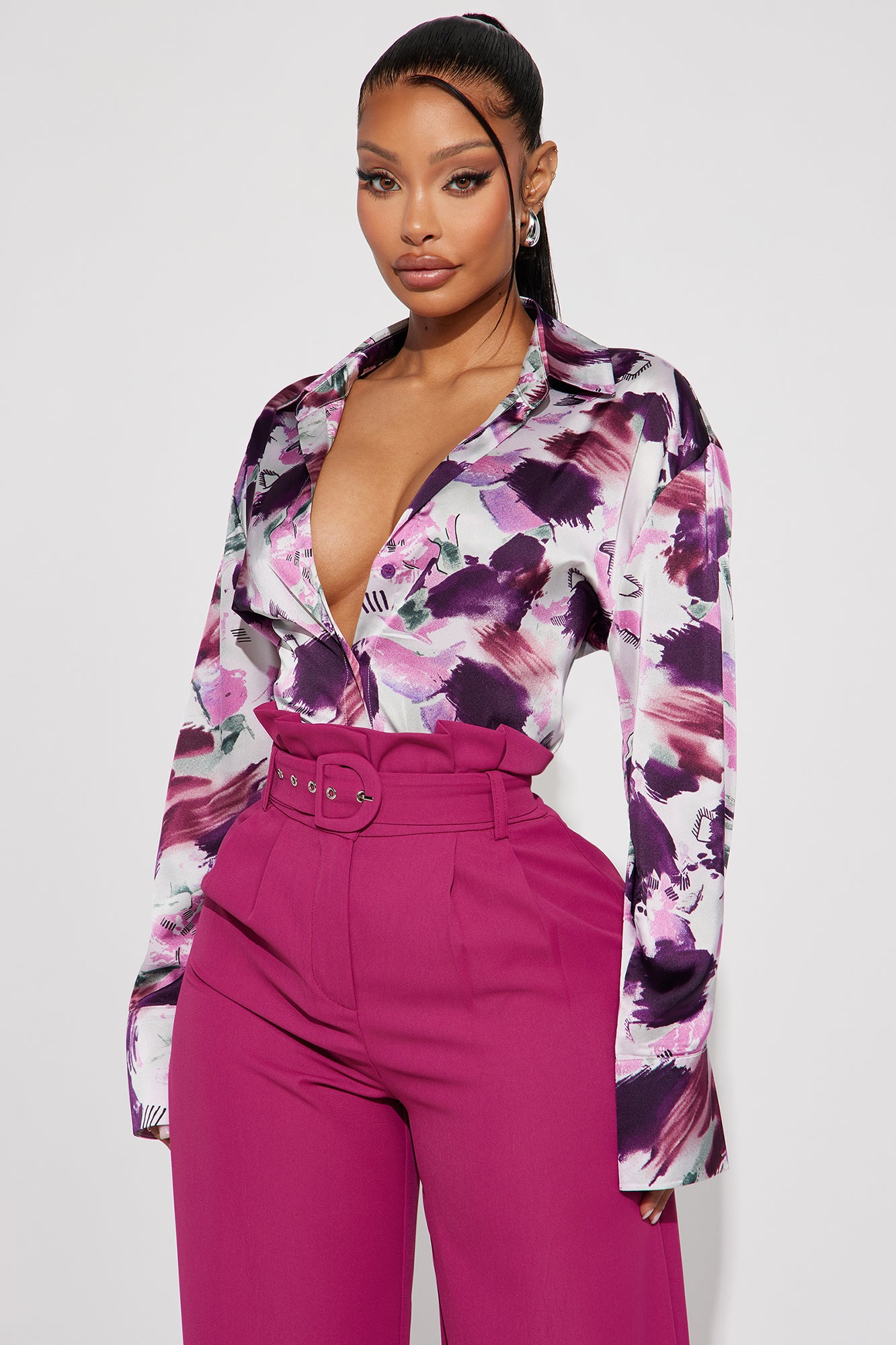Violet Satin Shirt