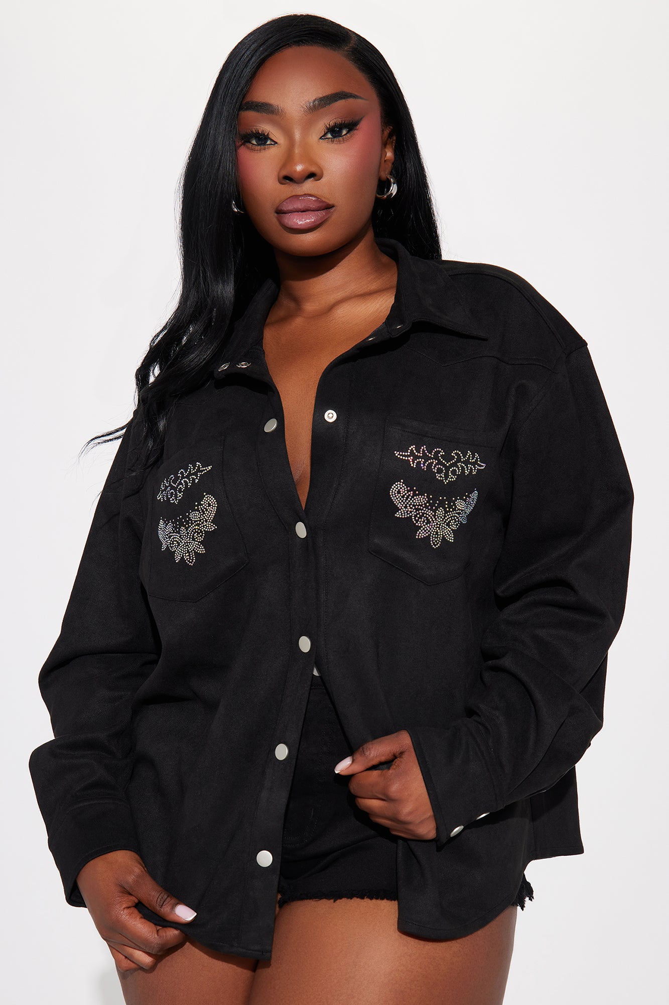 Dolly Embellished Faux Suede Shirt