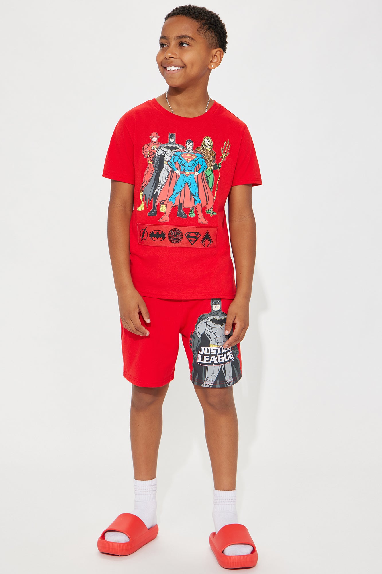 Mini Justice League Embroidered Short Set