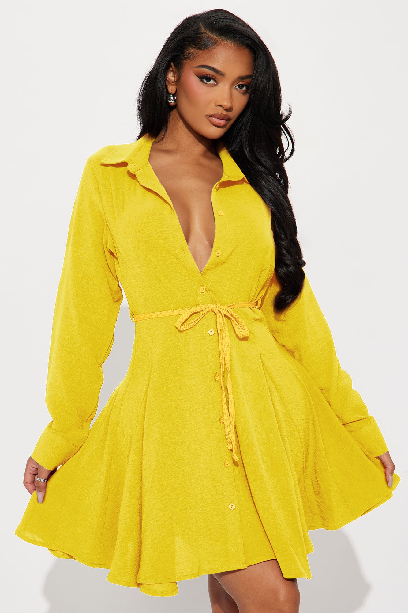 Gloria Tie Waist Mini Shirt Dress