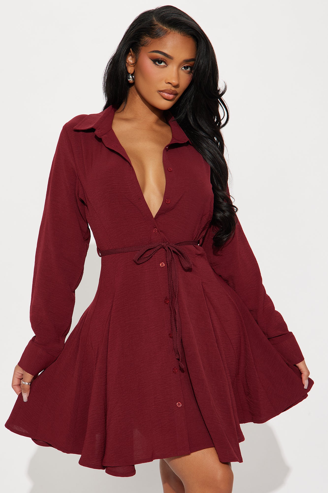 Gloria Tie Waist Mini Shirt Dress